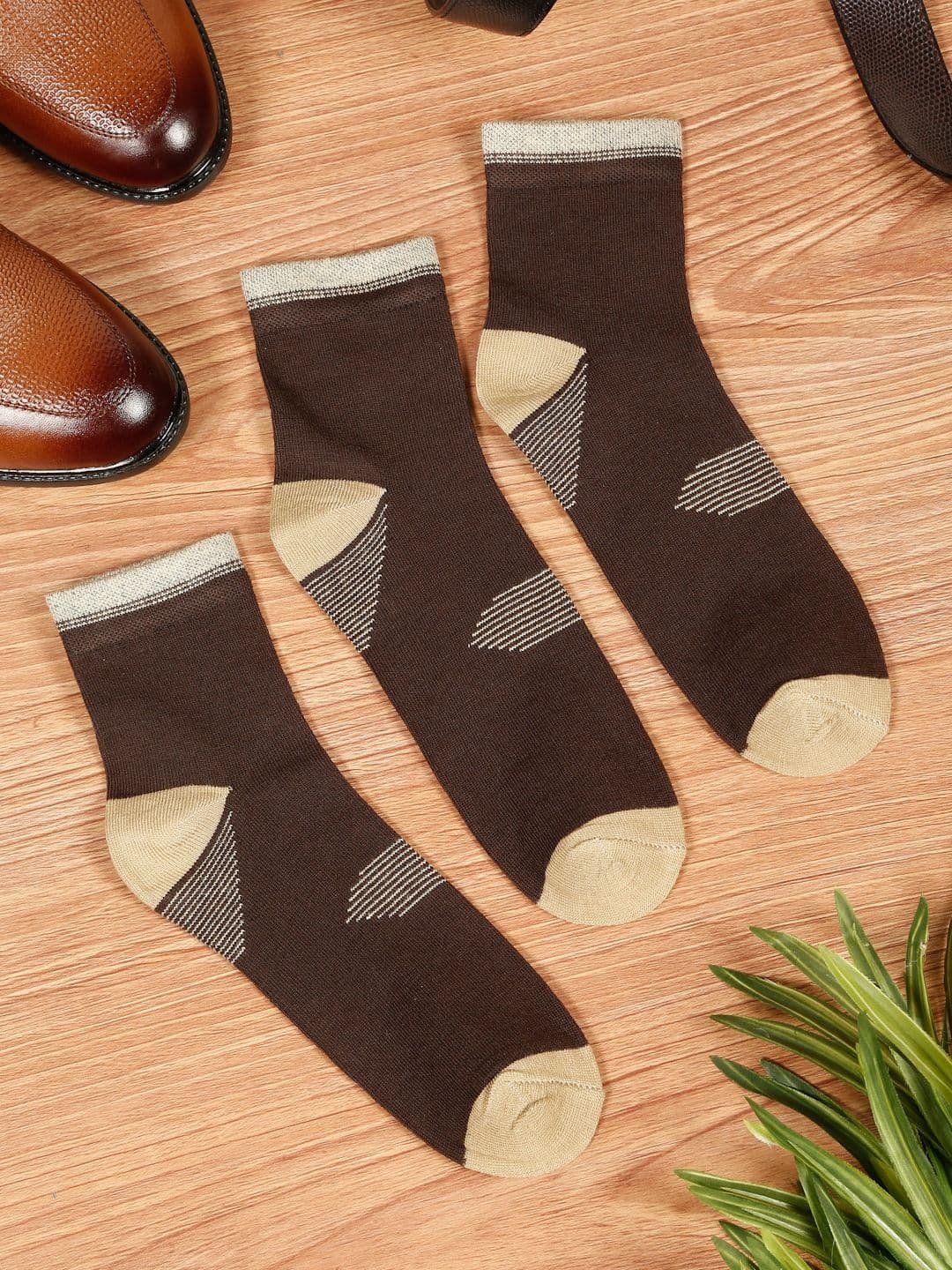 Teakwood Leathers Men Pack Of 3 Cotton Above Ankle Length Socks - view 1