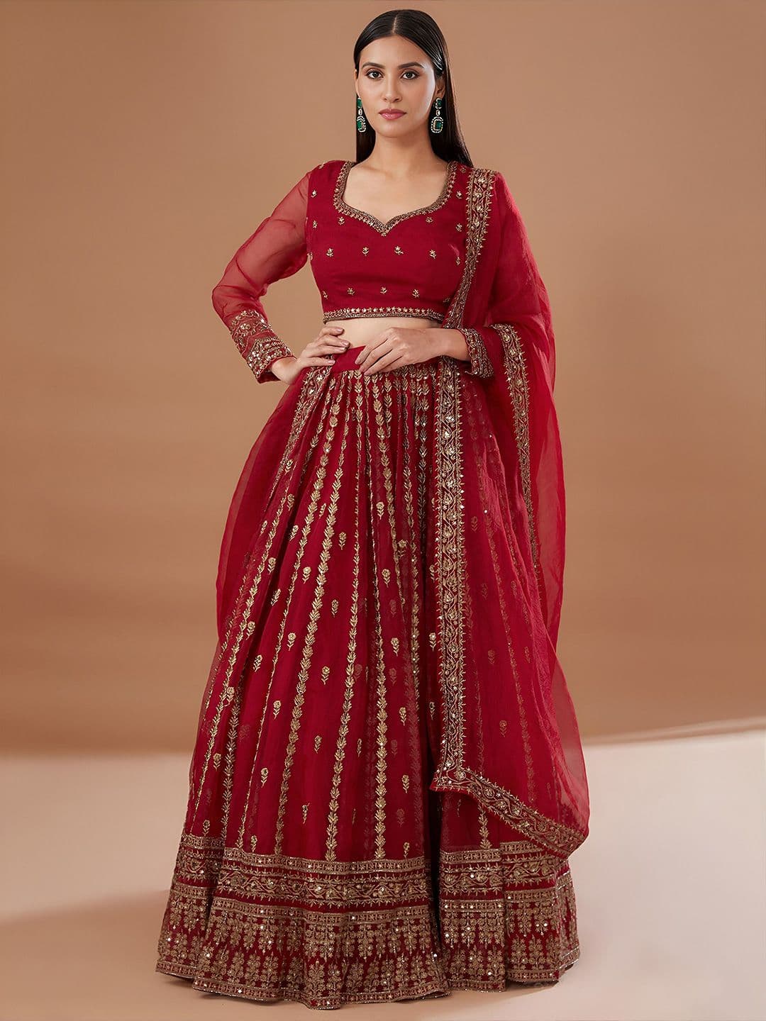 Zeel Clothing Embroidered Sequinned Semi-Stitched Lehenga & Unstitched Blouse With Dupatta - view 1