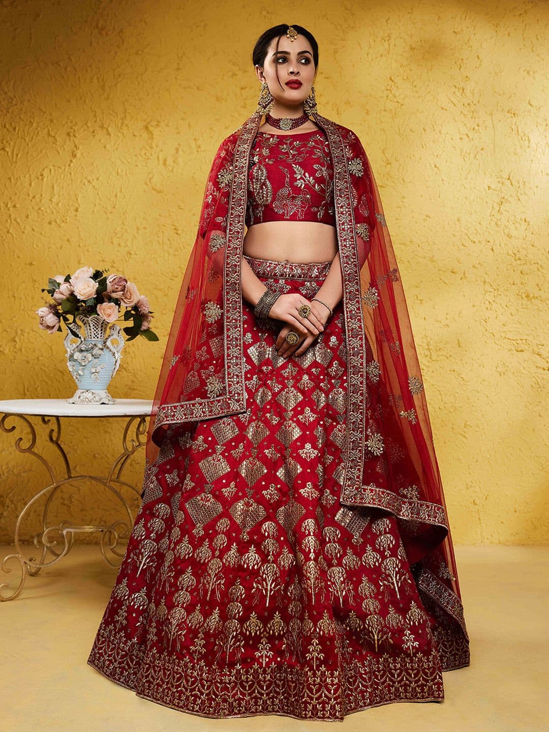 Zeel Clothing Embroidered Sequinned Silk Lehenga & Unstitched Blouse With Dupatta - view 1