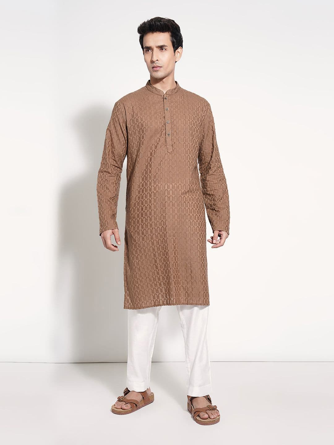 indus route by Pantaloons Men Woven Design Daily Pure Cotton Straight Kurta - view 1