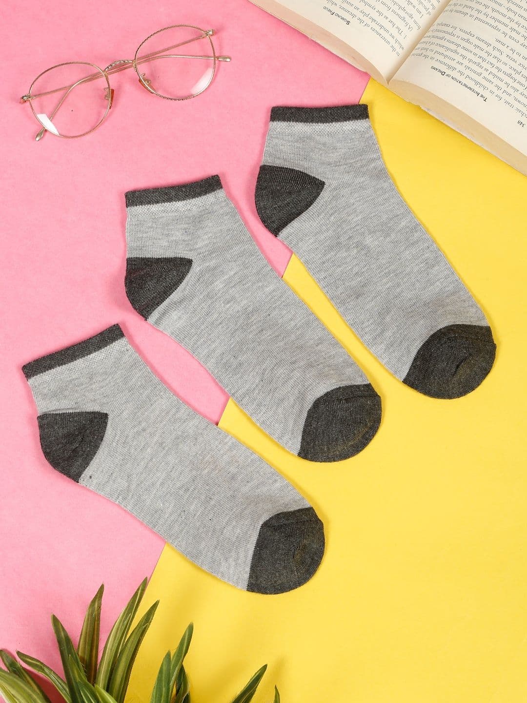 Teakwood Leathers Men Pack Of 3 Pure Cotton Ankle Length Socks - view 1