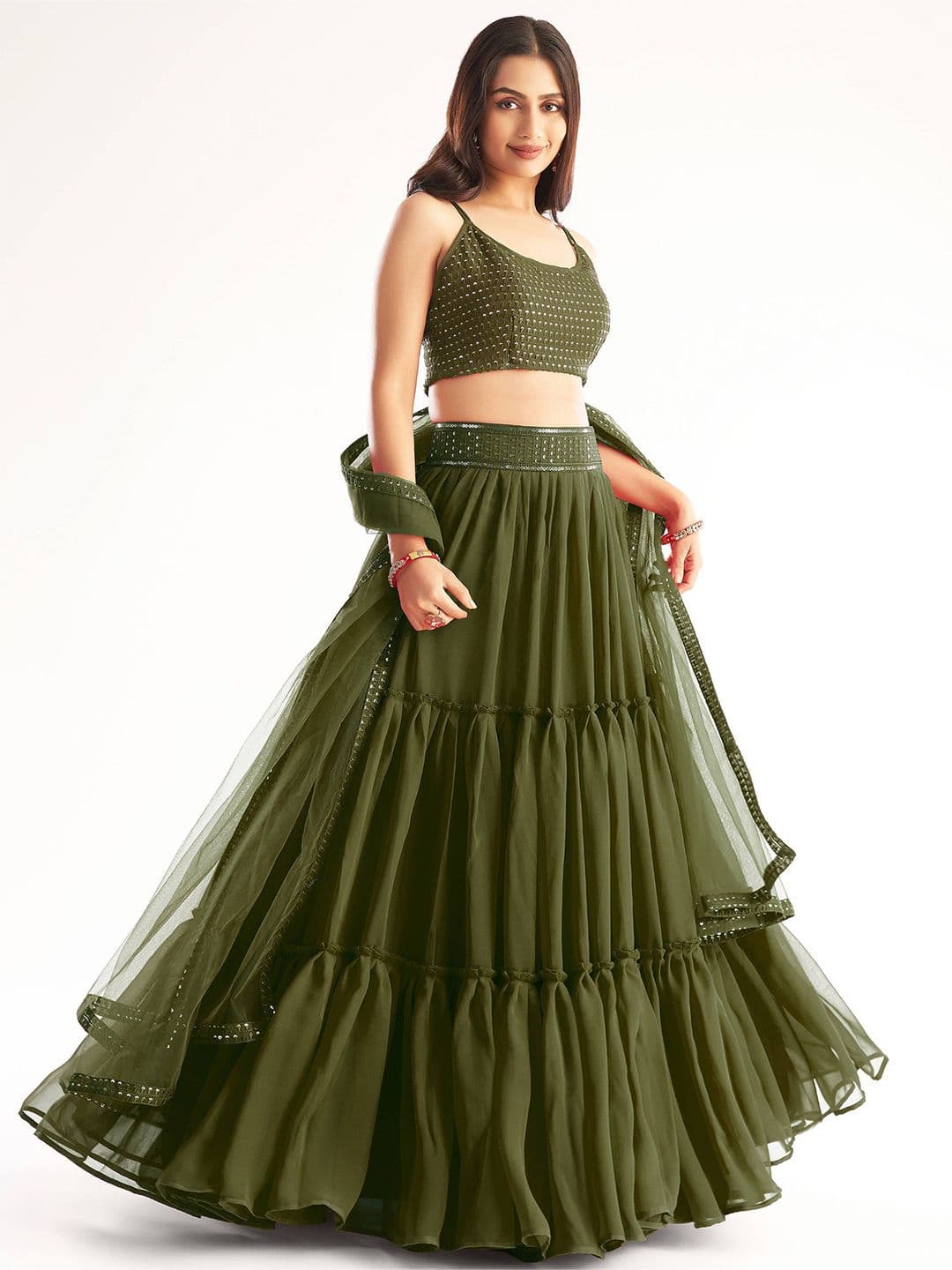 Zeel Clothing Embroidered Sequinned Semi-Stitched Lehenga & Unstitched Choli With Dupatta - view 1