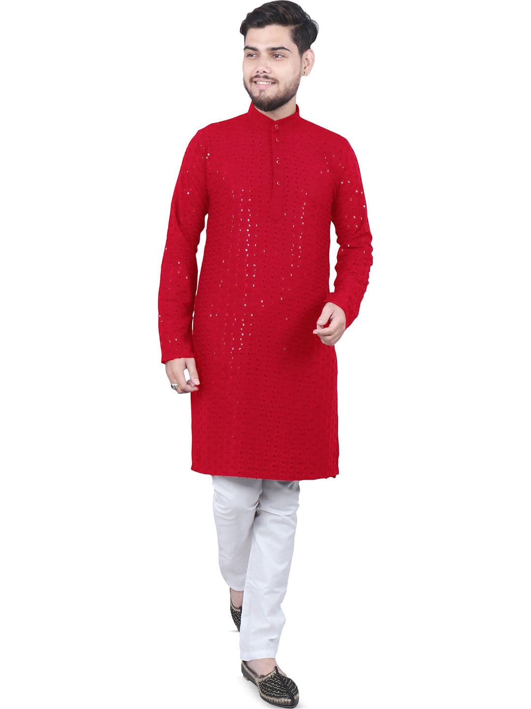 M'COT Men Embellished Daily Cotton Straight Kurta - view 1