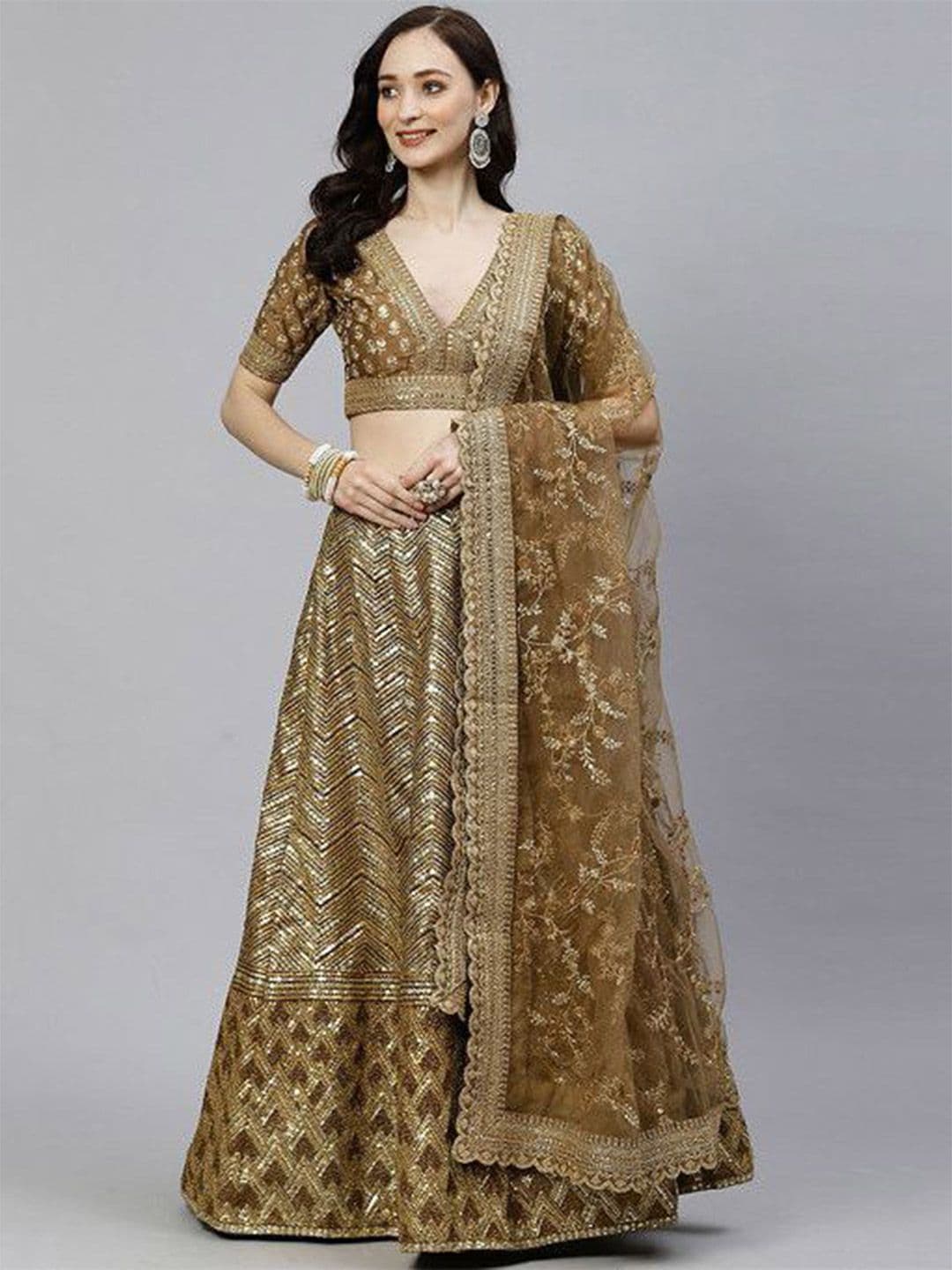 Zeel Clothing Embroidered Sequinned Silk Semi-Stitched Lehenga & Blouse With Dupatta - view 1