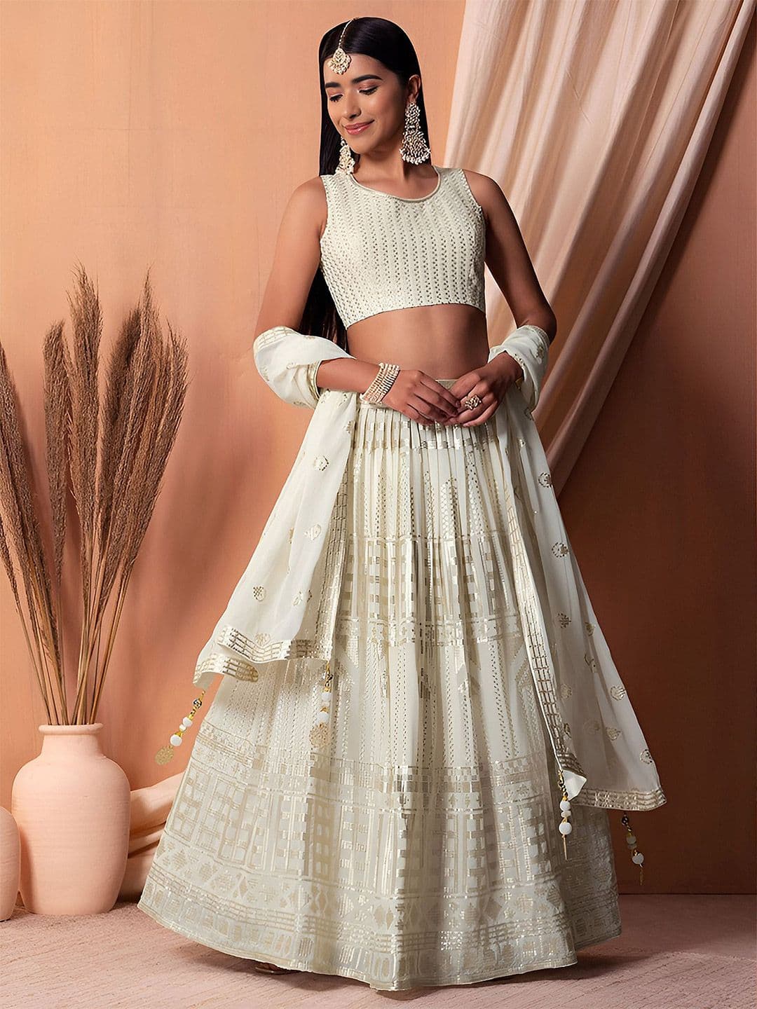 Zeel Clothing Embroidered Sequinned Semi-Stitched Lehenga & Unstitched Blouse With Dupatta - view 1