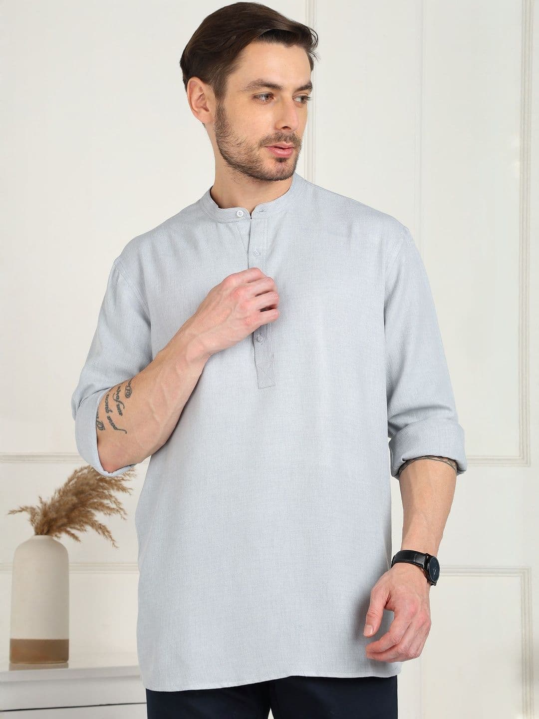 HERE&NOW Men Cotton Straight Kurtas - view 1