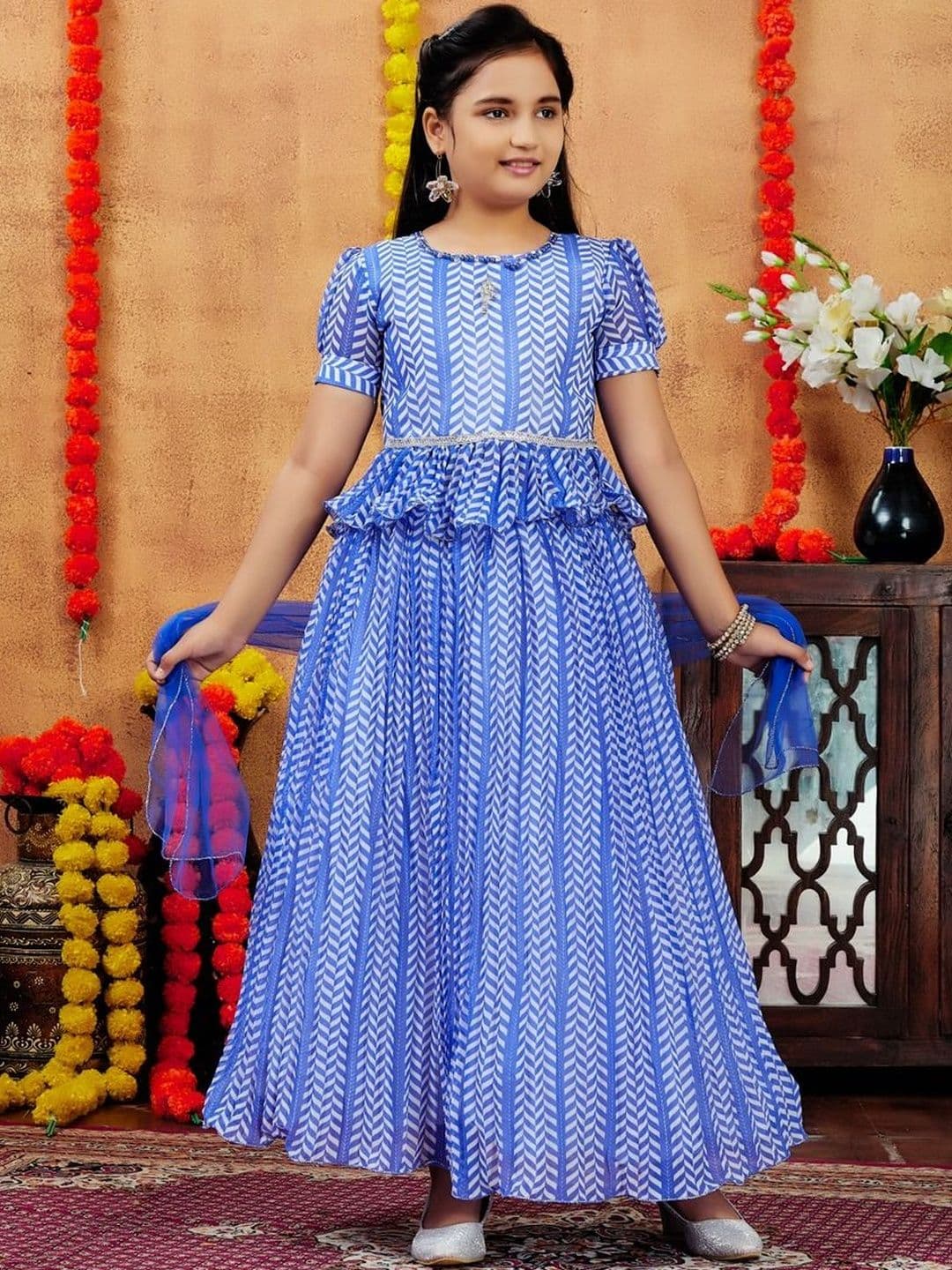 Muhuratam Girls Georgette Lehenga Choli Set - view 1
