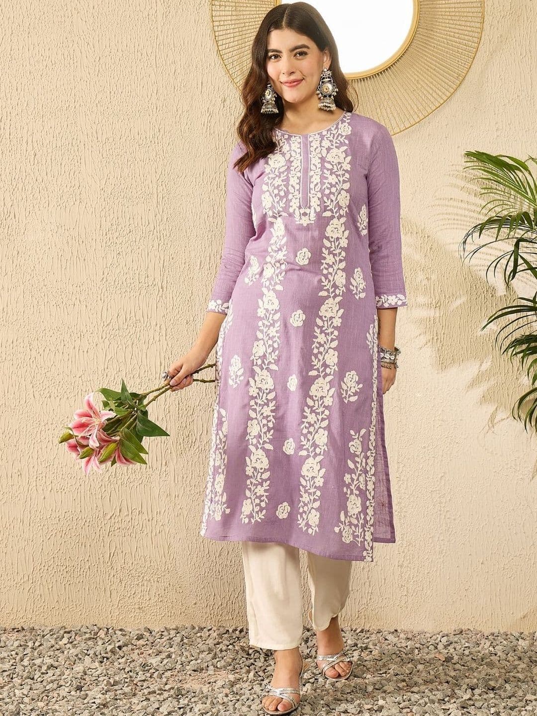 KALINI Women Blended Straight Kurtas - view 1
