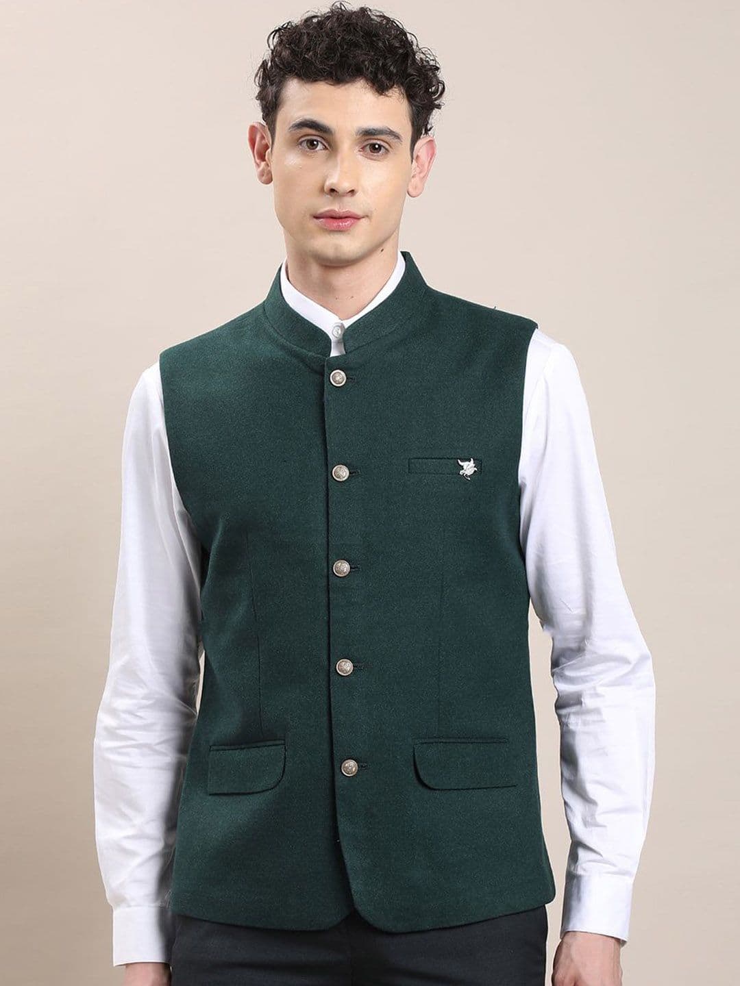 Turtle Men Slim-Fit Mandarin Collar Nehru Jacket - view 1
