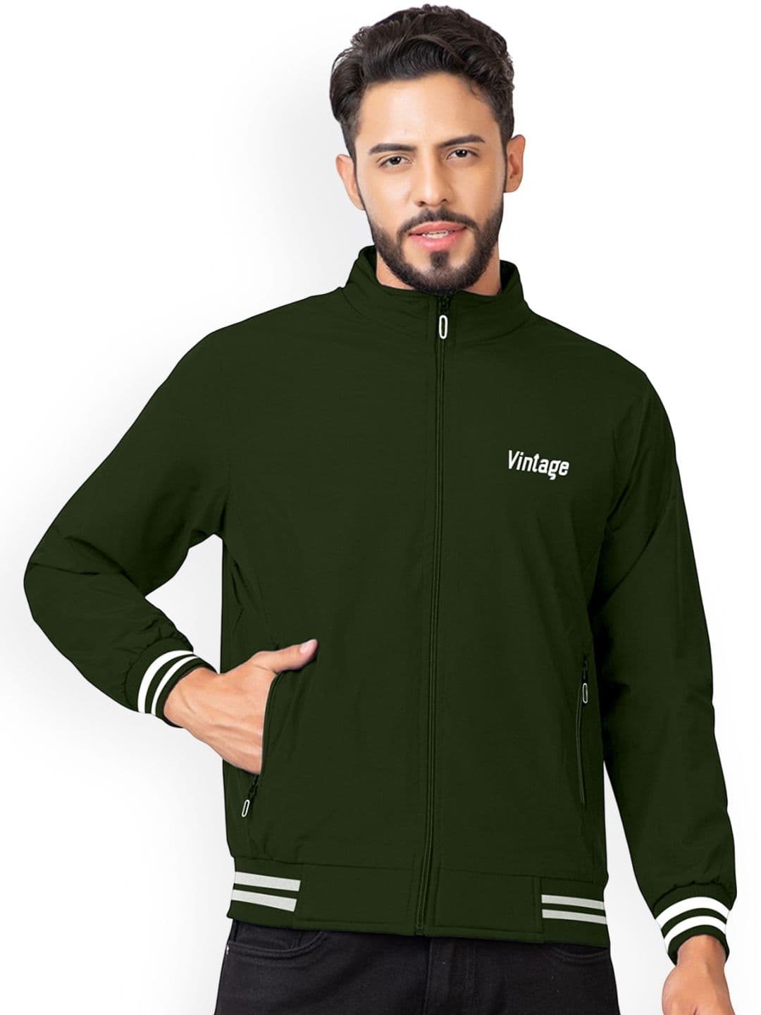FTX Men Mock Collar Solid Windcheater Bomber Jacket - view 1