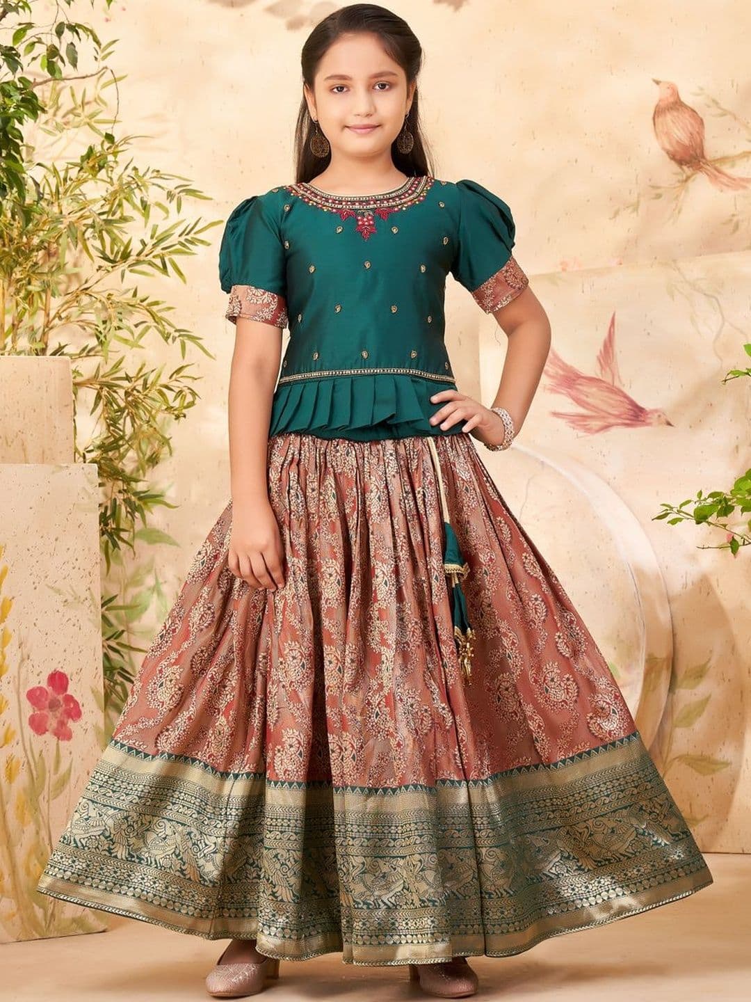 Muhuratam Girls Embroidered Ready to Wear Lehenga & Choli - view 1
