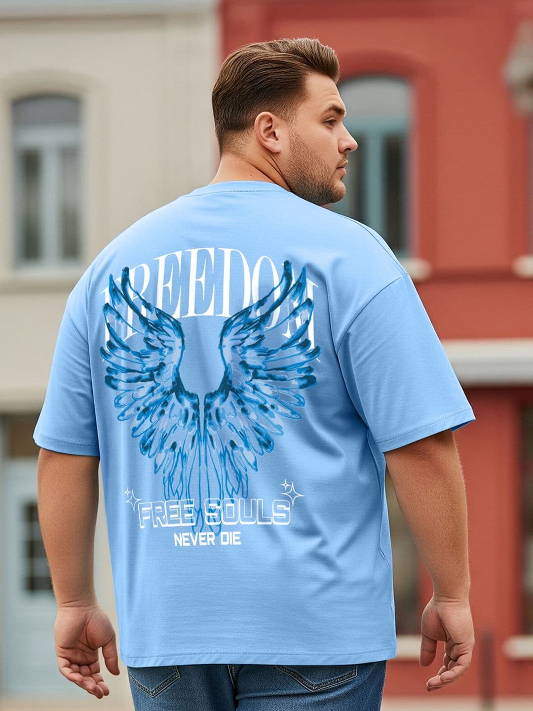VEIRDO Men Typography Printed Round Neck Pure Cotton Oversized T-shirt - view 1