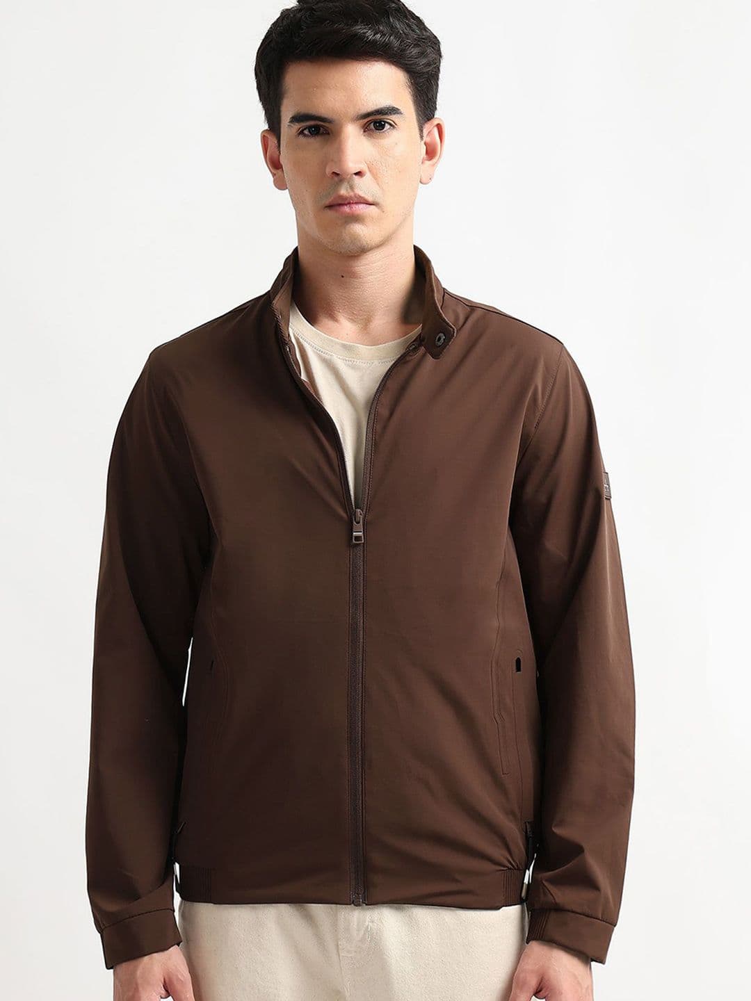 Arrow Sport Men Mandarin Collar Solid Bomber Jacket - view 1