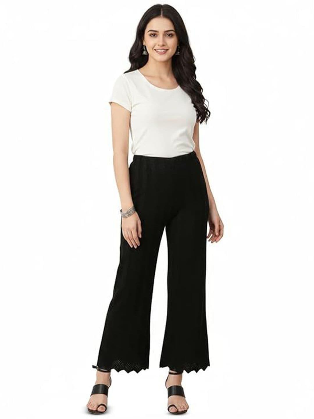 Thrifty Thread Women Wool Flared Knitted Palazzos - view 1