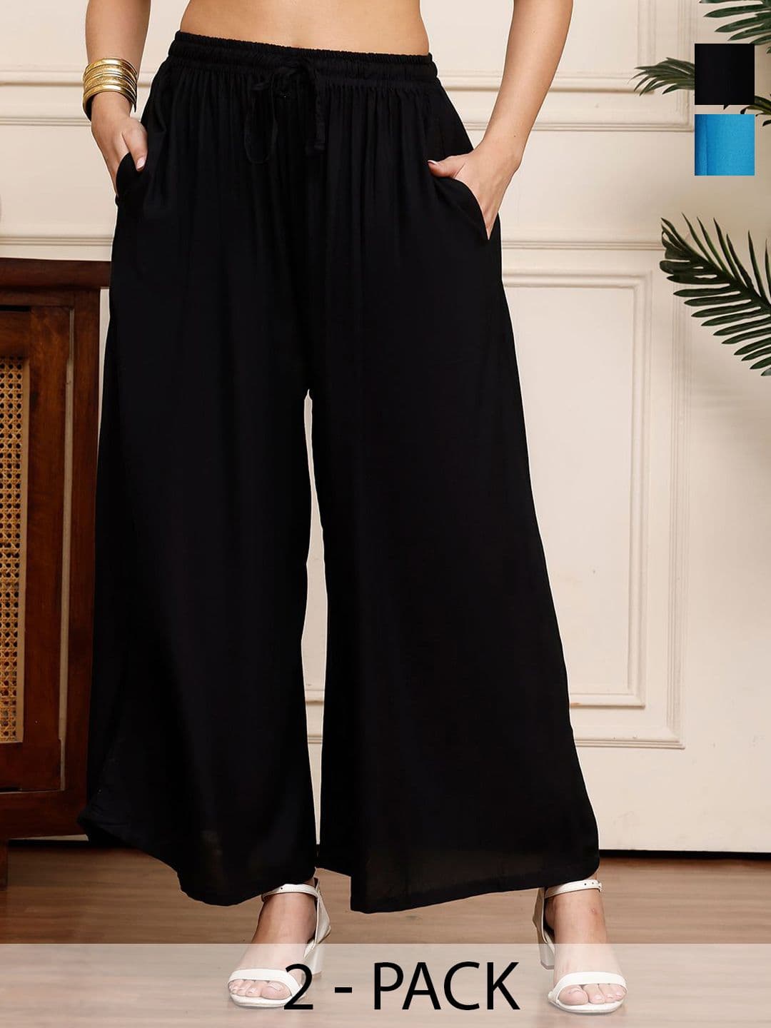 Valles365 by S.C. Women Pack of 2 Flared Palazzos - view 1
