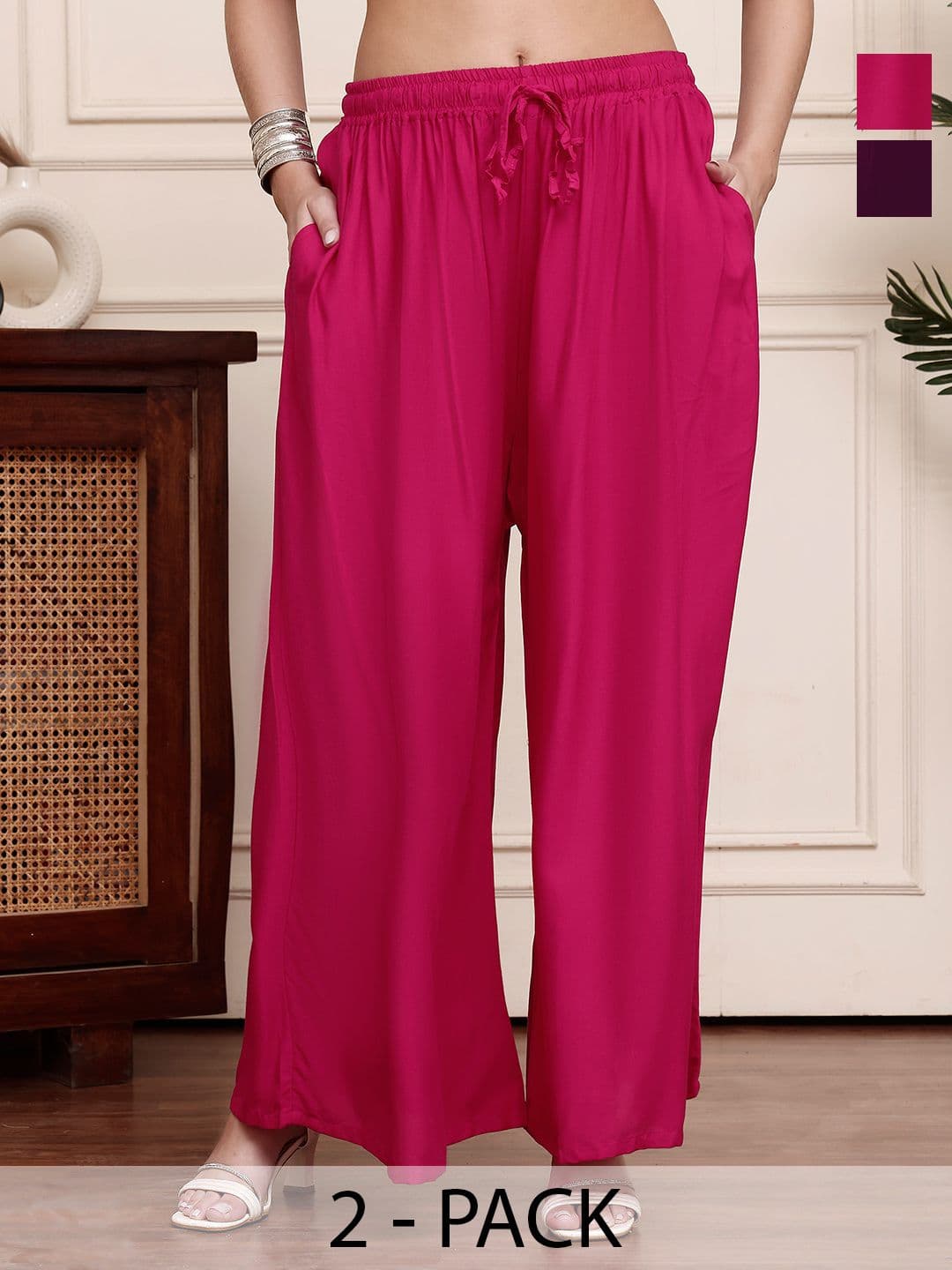 Valles365 by S.C. Women Pack of 2 Flared Palazzos - view 1