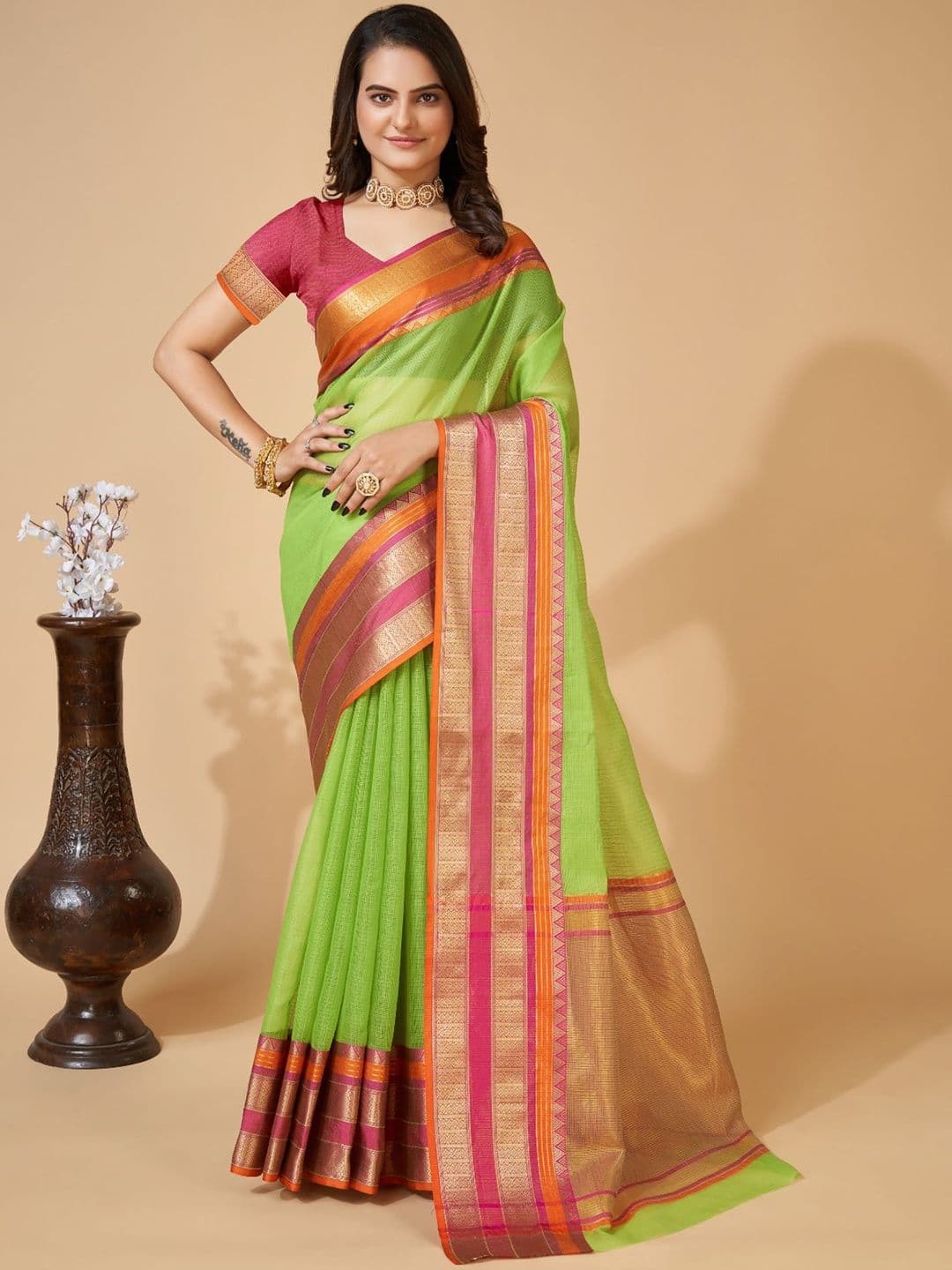 Moda Rapido Woven Design Zari Saree With Blouse Piece - view 1
