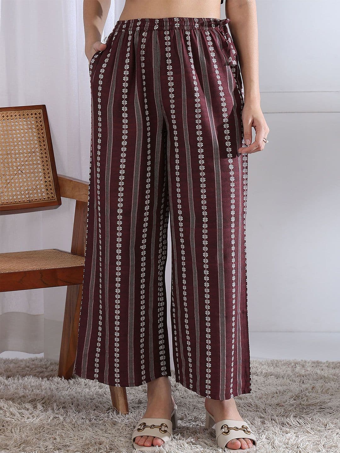 KANCHUK Women Embroidered Cotton Palazzos - view 1