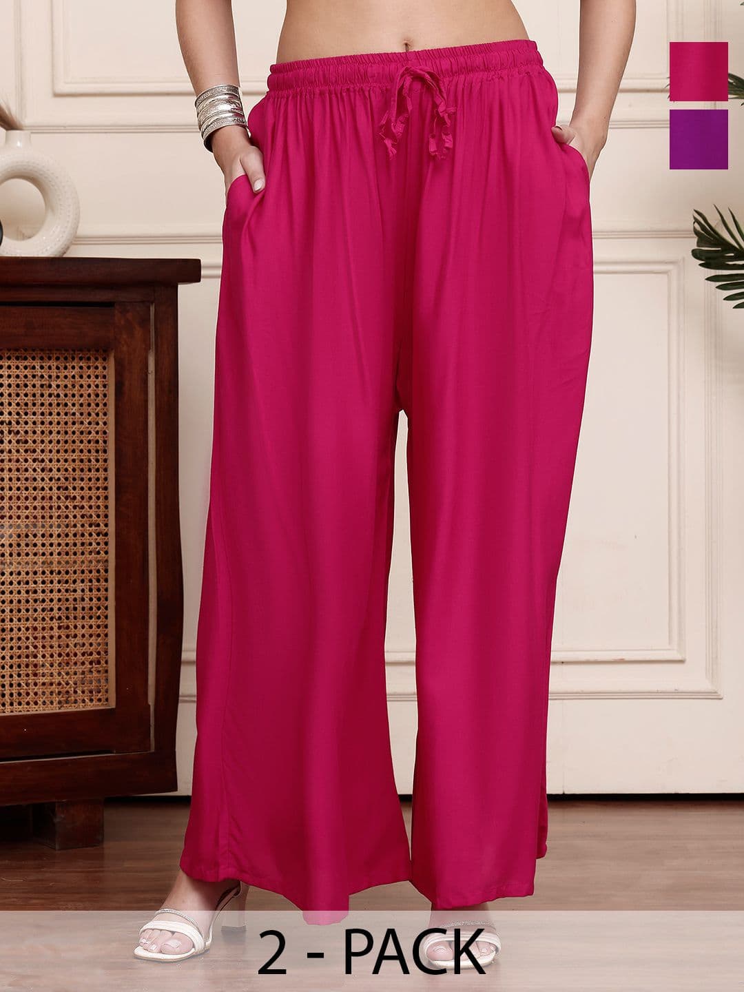 Valles365 by S.C. Women Pack of 2 Flared Palazzos - view 1
