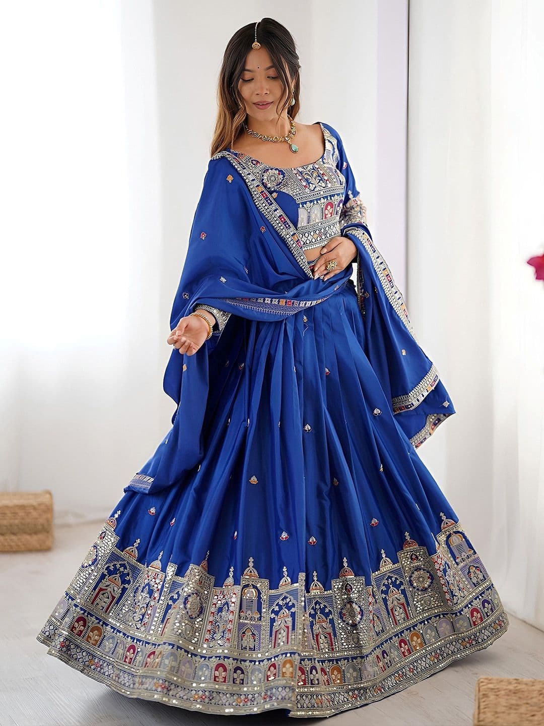 Zeel Clothing Embroidered Sequinned Semi-Stitched Lehenga & Unstitched Blouse With Dupatta - view 1
