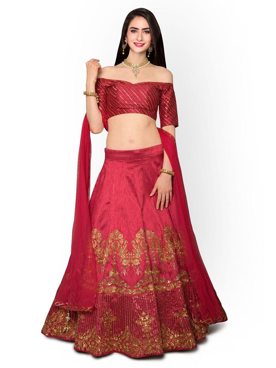 Zeel Clothing Embroidered Sequinned Semi-Stitched Lehenga & Unstitched Blouse With Dupatta - view 1