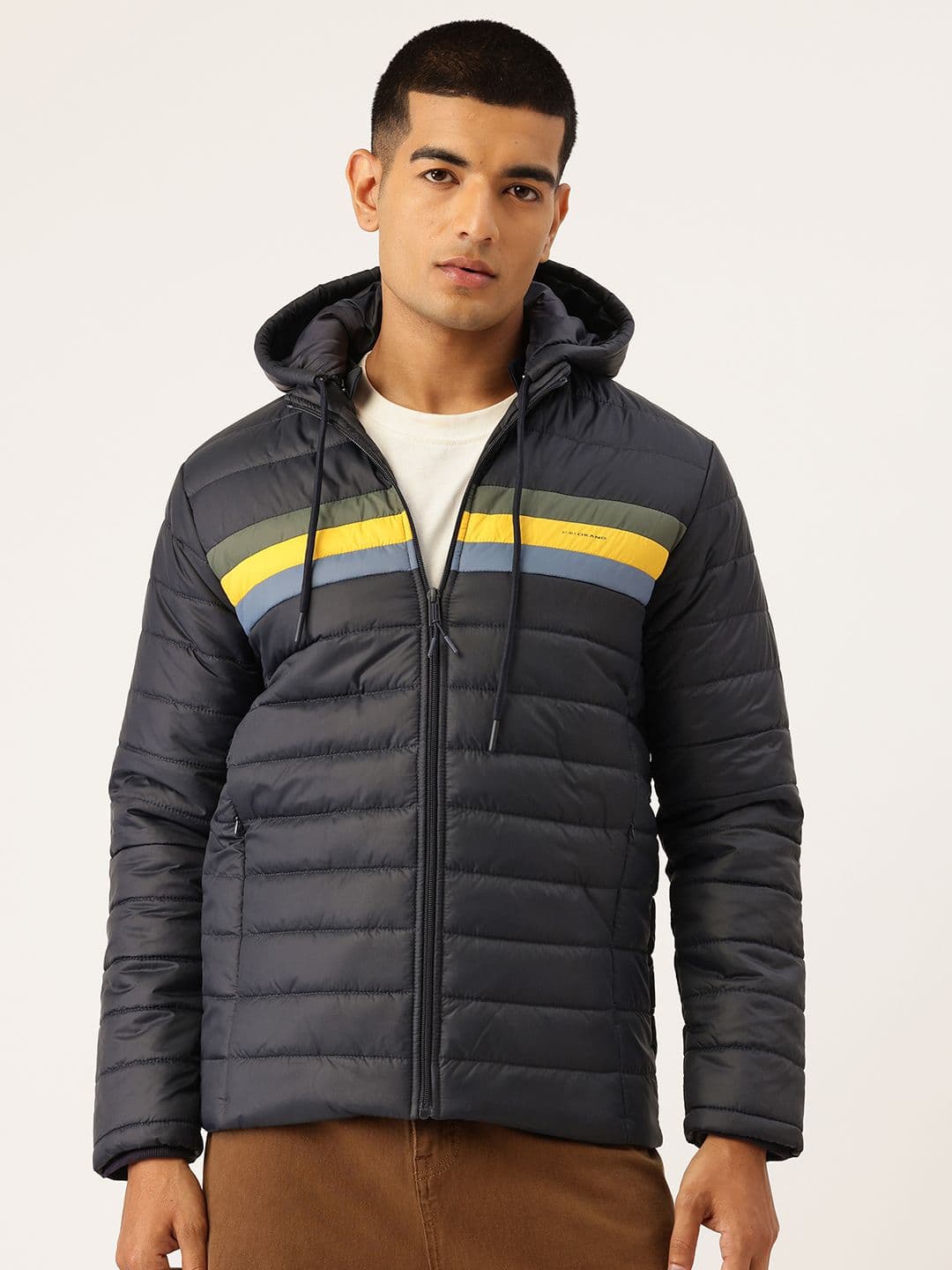 Okane Men Striped Hooded Padded Jacket - view 1