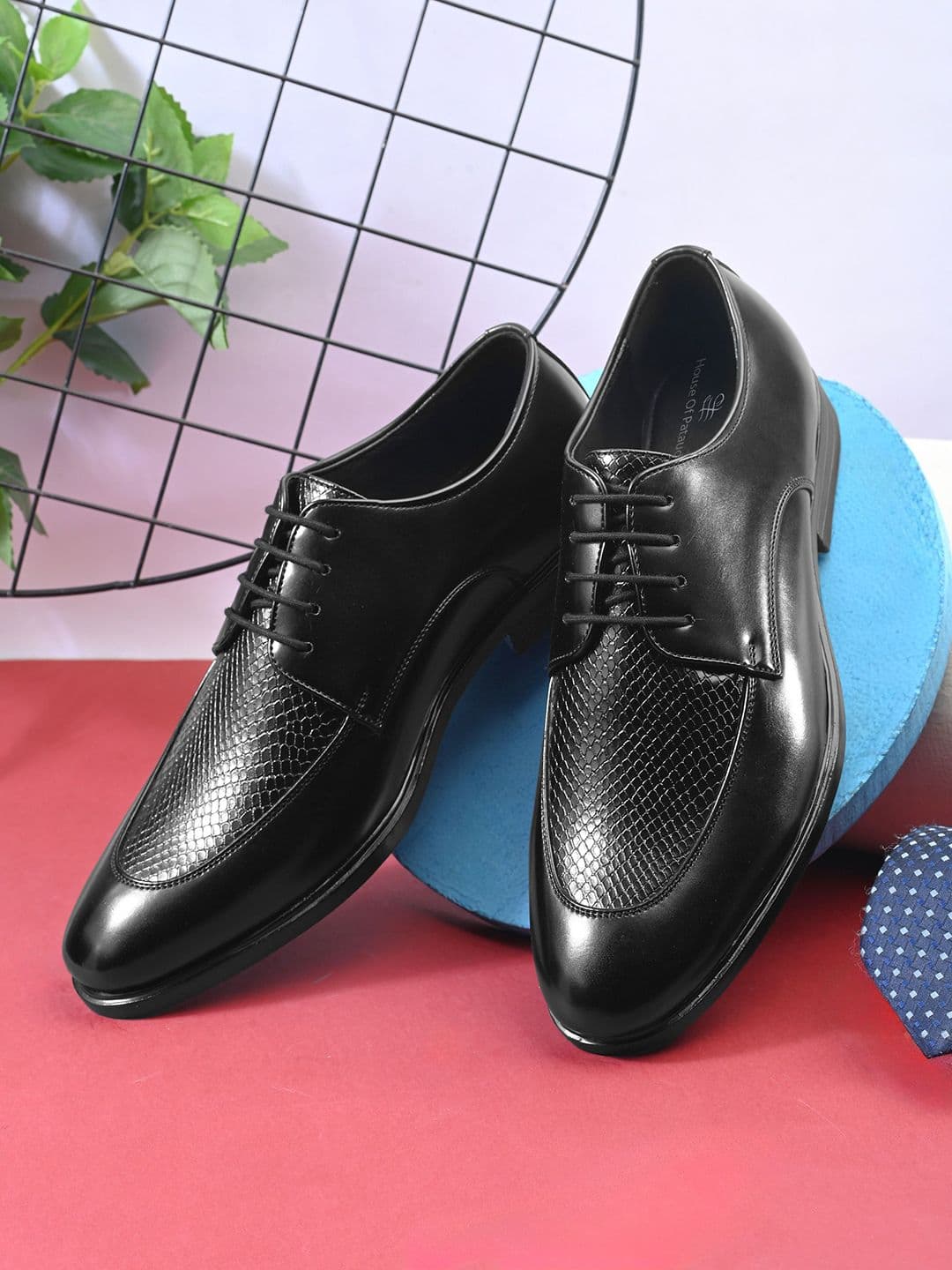 House of Pataudi Men Textured Lace-Ups Formal Derbys - view 1