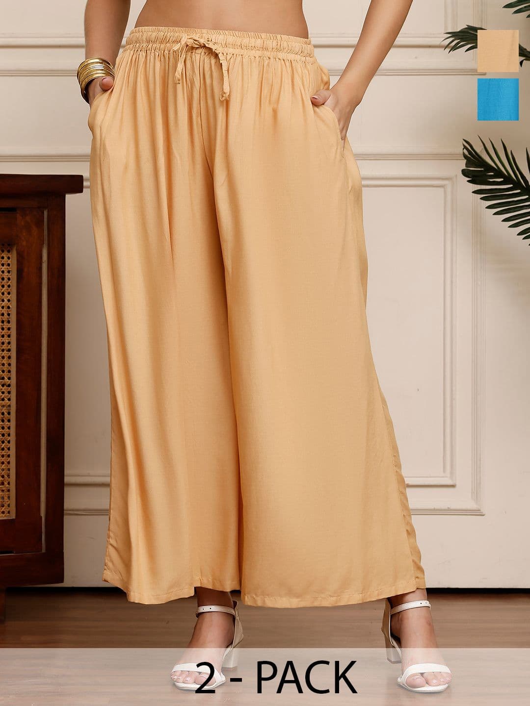 Valles365 by S.C. Women Set of 2 Flared Pocket Palazzo - view 1