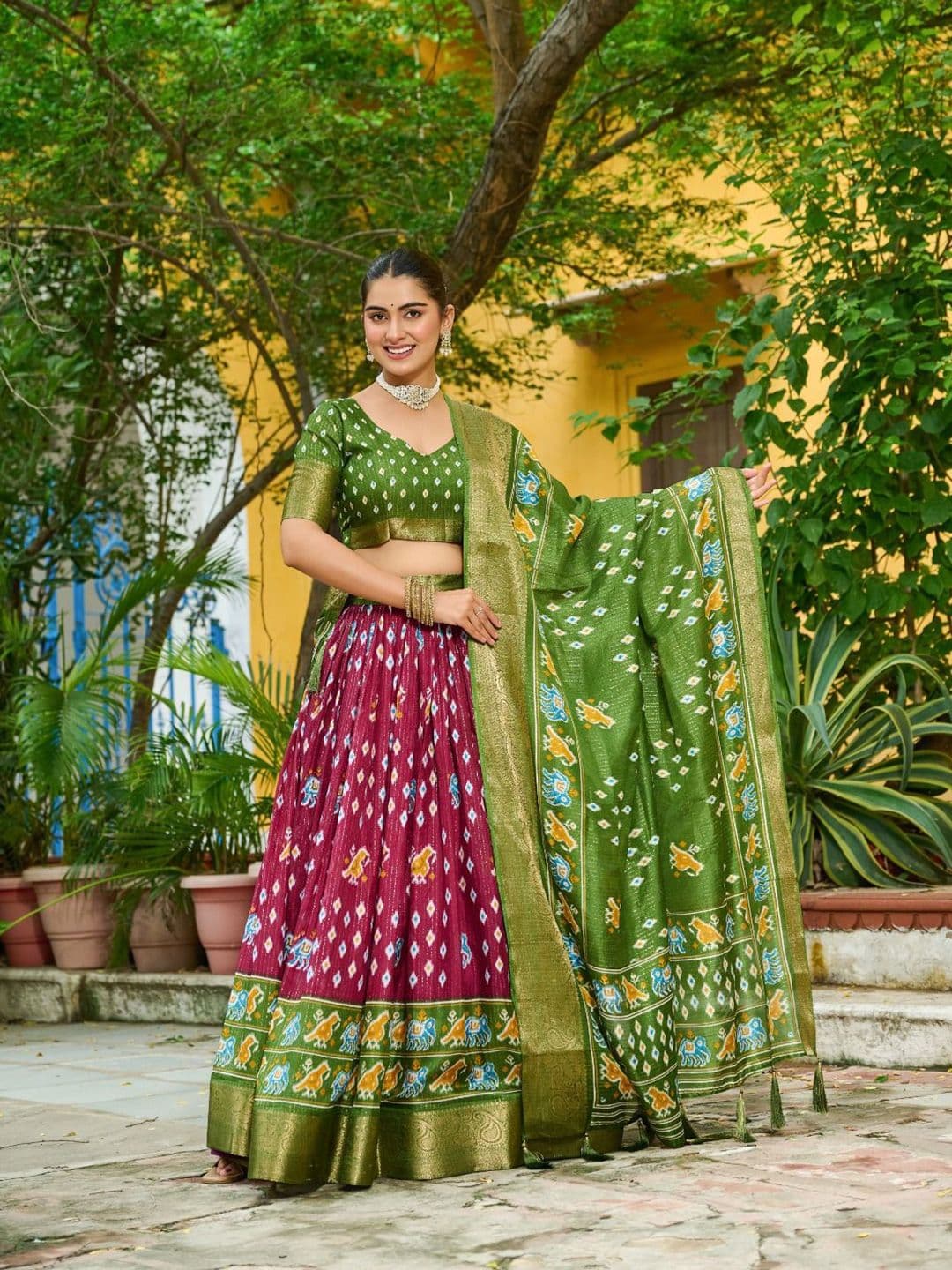 RUNAYA NX Ethnic Motifs Printed Semi-Stitched Lehenga With Unstitched Choli & Dupatta - view 1