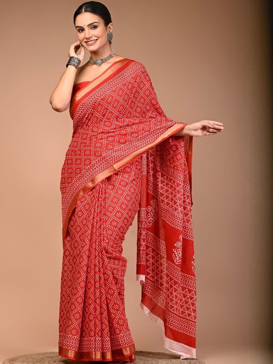 Moda Rapido Woven Design Pure Cotton Saree With Blouse Piece - view 1