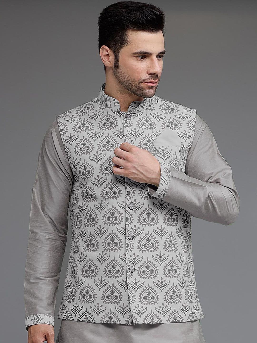 Utsav Fashion Digital Printed Mandarin Collar Nehru Jacket - view 1
