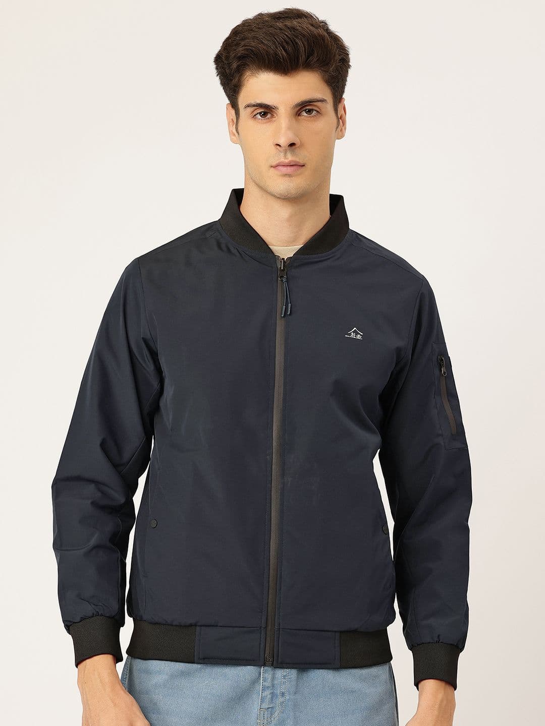 Okane Stand Collar Reversible Bomber Jacket - view 1