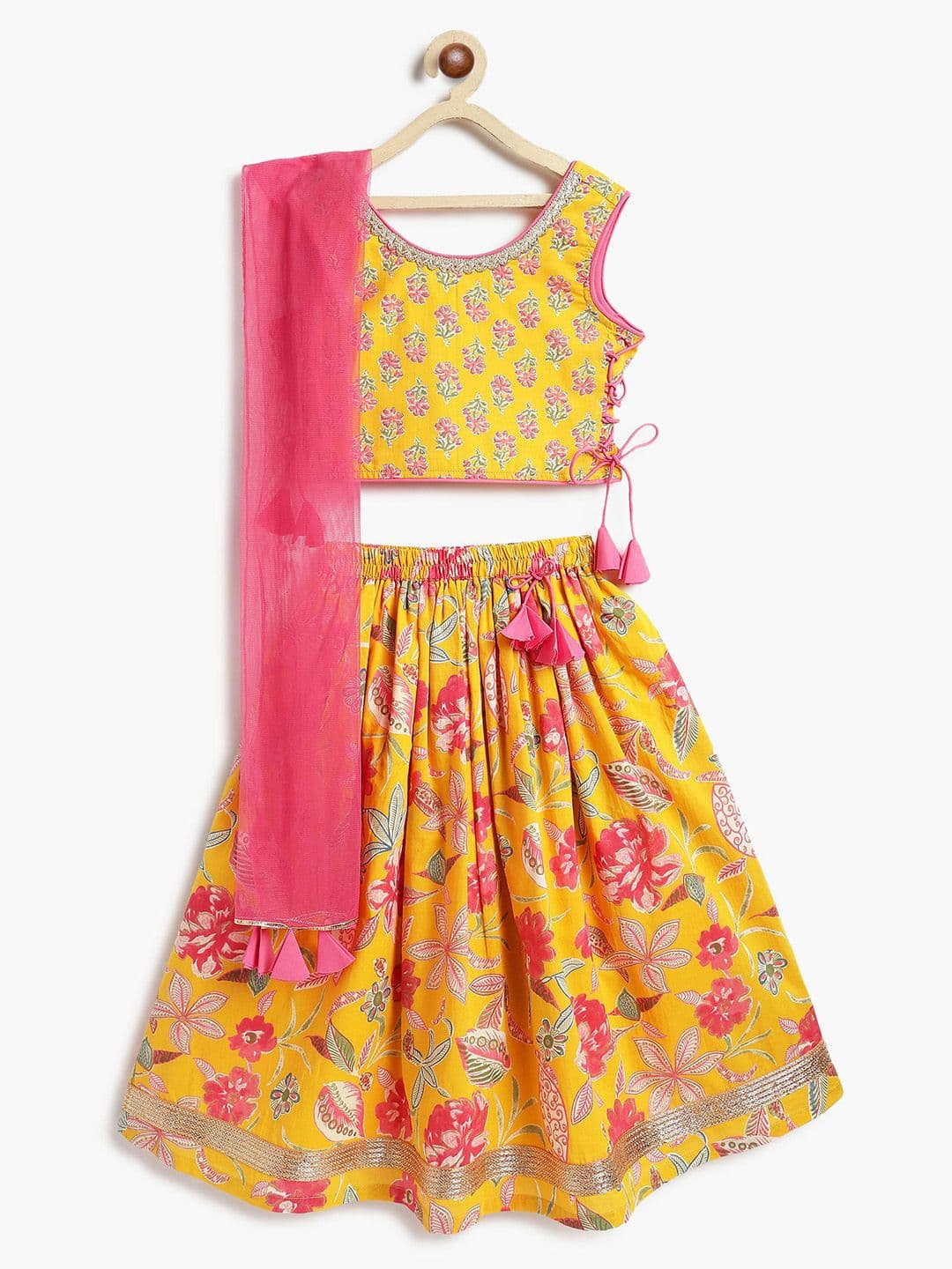 Campana Girls Printed Cotton Ready to Wear Lehenga & Blouse With Dupatta - view 1