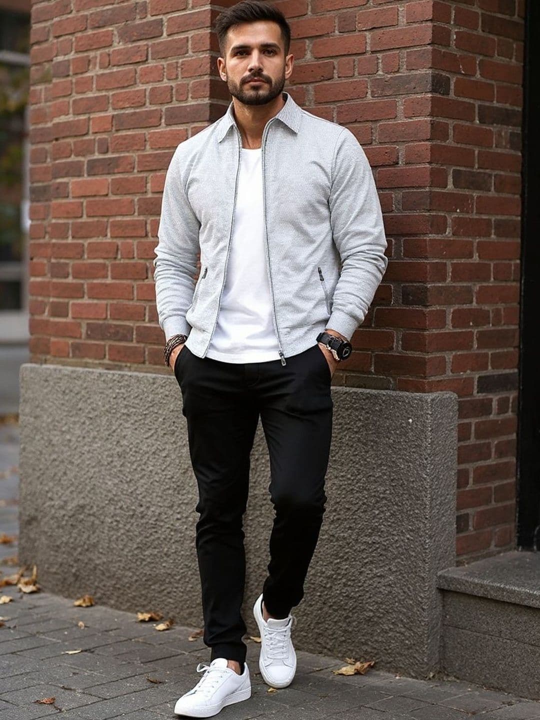 HERE&NOW Men Grey Solid Bomber Jacket - view 1