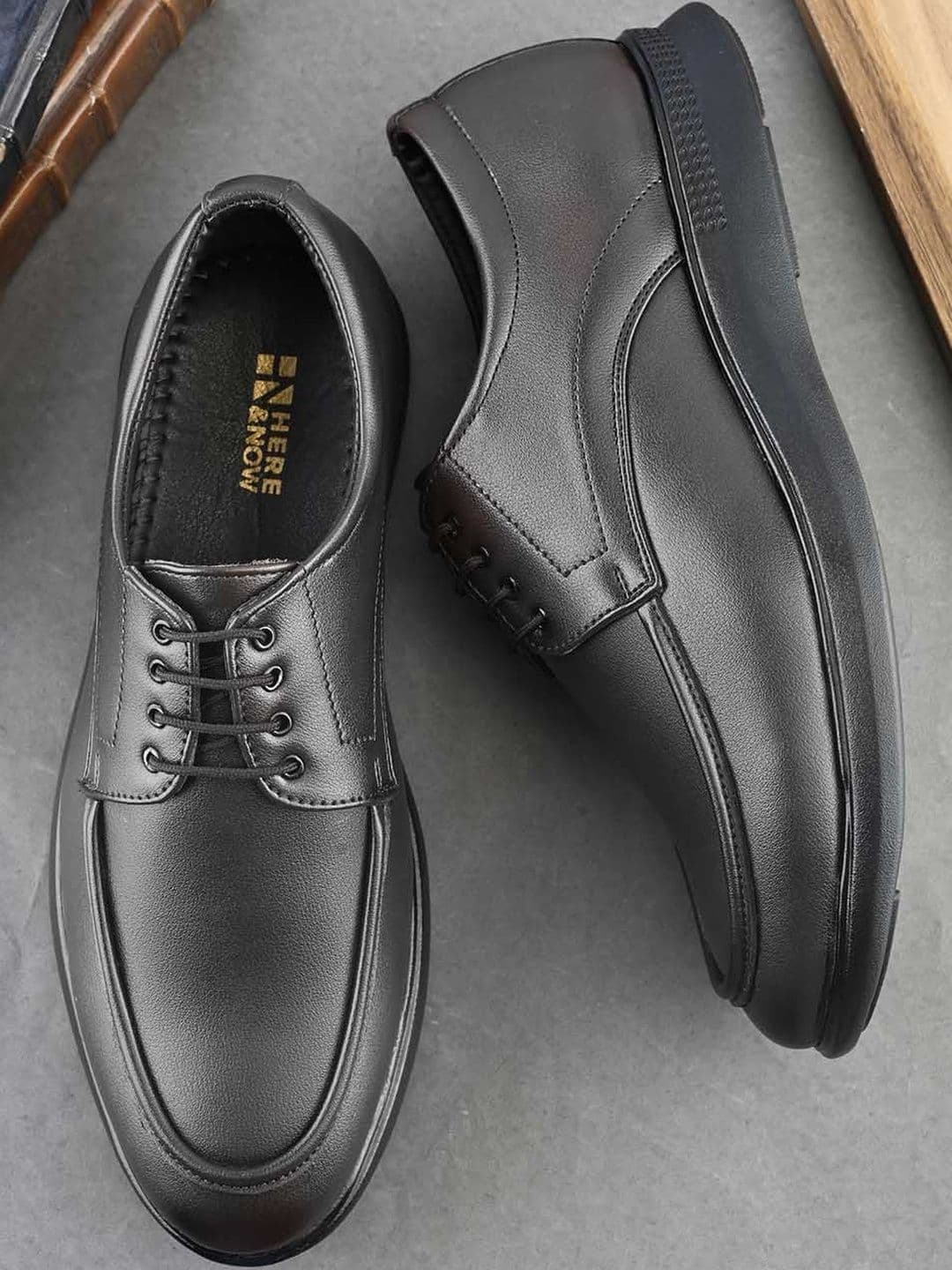HERE&NOW Men Black Synthetic Patent Formal Shoes - view 1