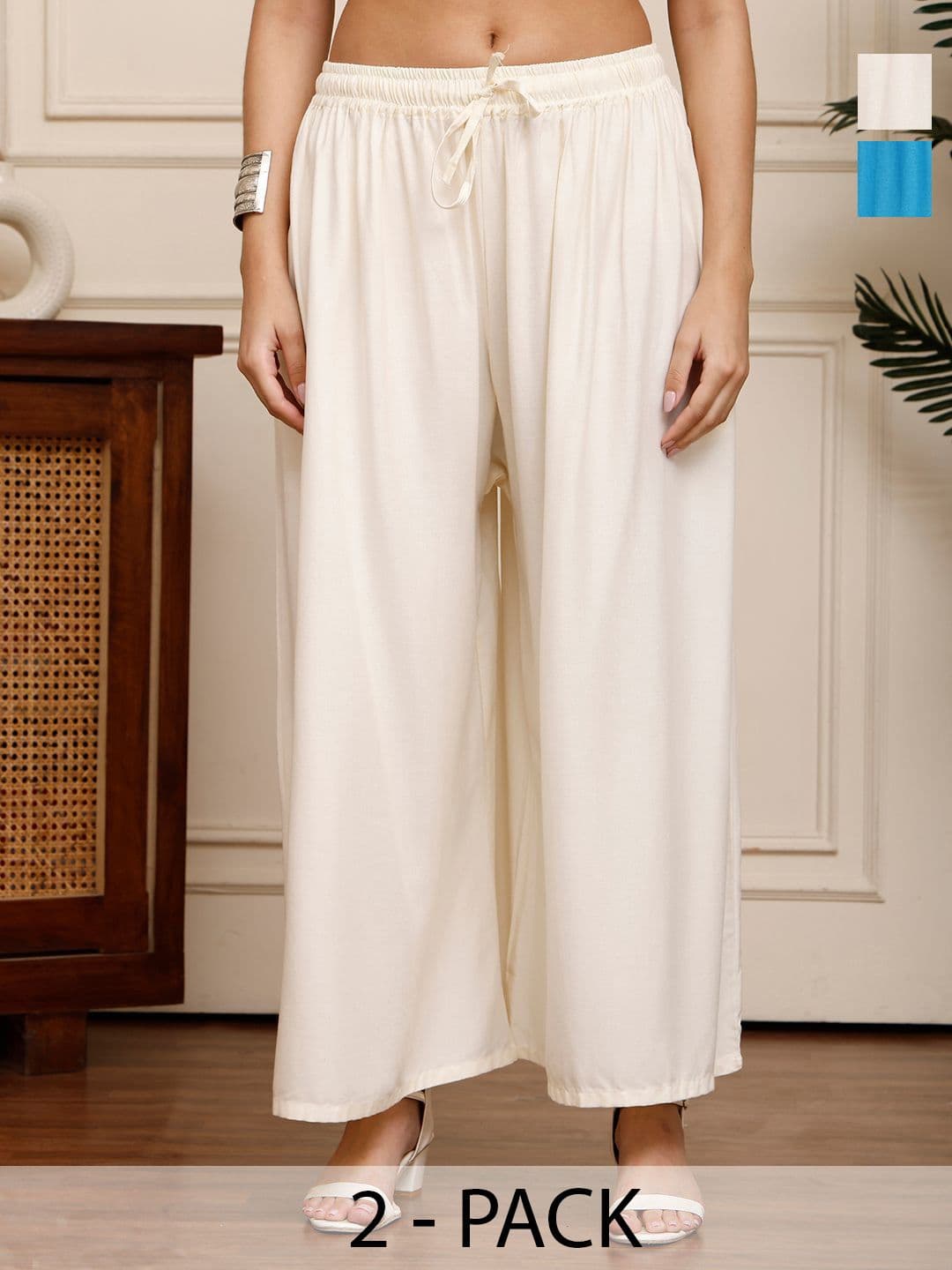 Valles365 by S.C. Women Pack of 2 Flared Palazzos - view 1