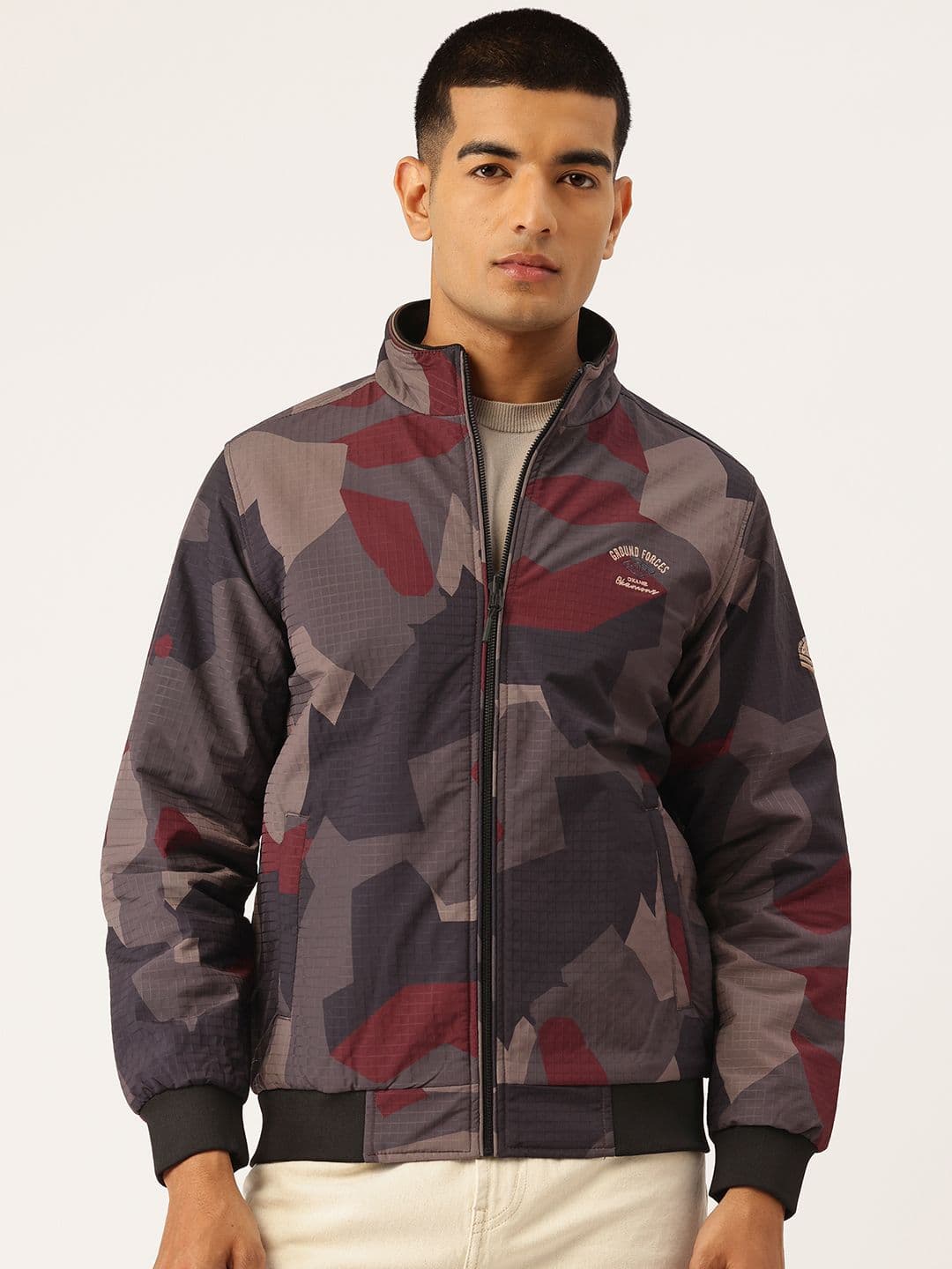 Okane Men Camouflage Reversible Bomber Jacket - view 1