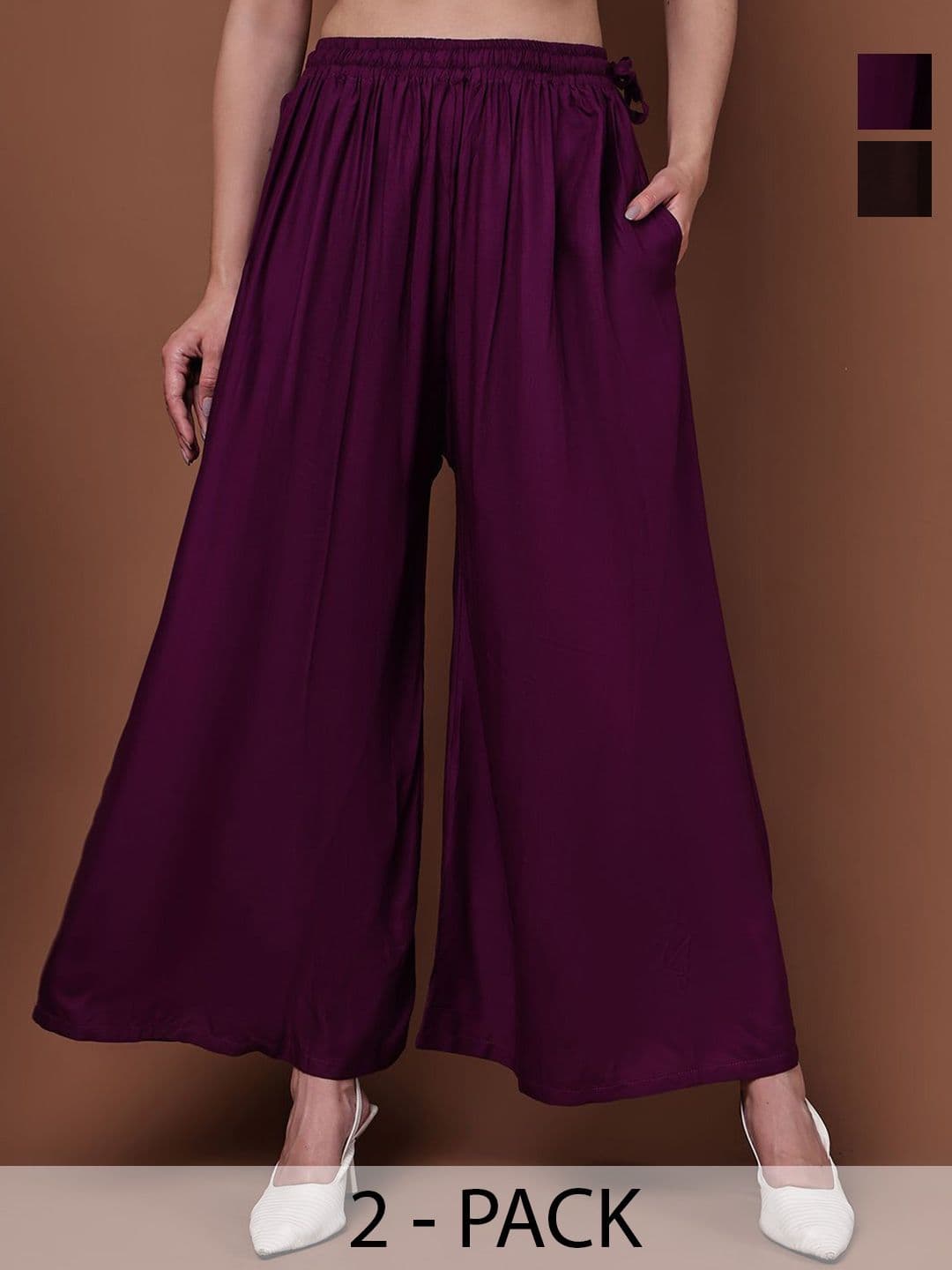 Valles365 by S.C. Women Set of 2 Flared Elasticated Regular Palazzos - view 1