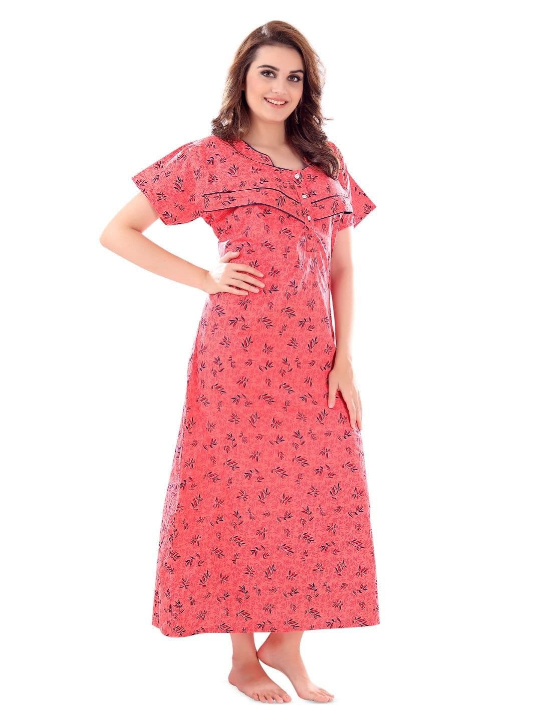 ANKONA Women Floral Printed Round Neck Cotton Maternity Maxi Feeding Nightdress - view 1