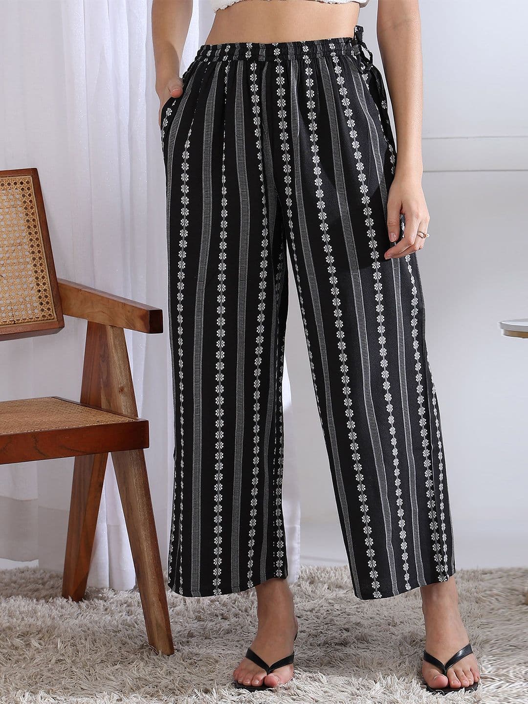 KANCHUK Women Embroidered Lace Wide Leg Palazzos - view 1
