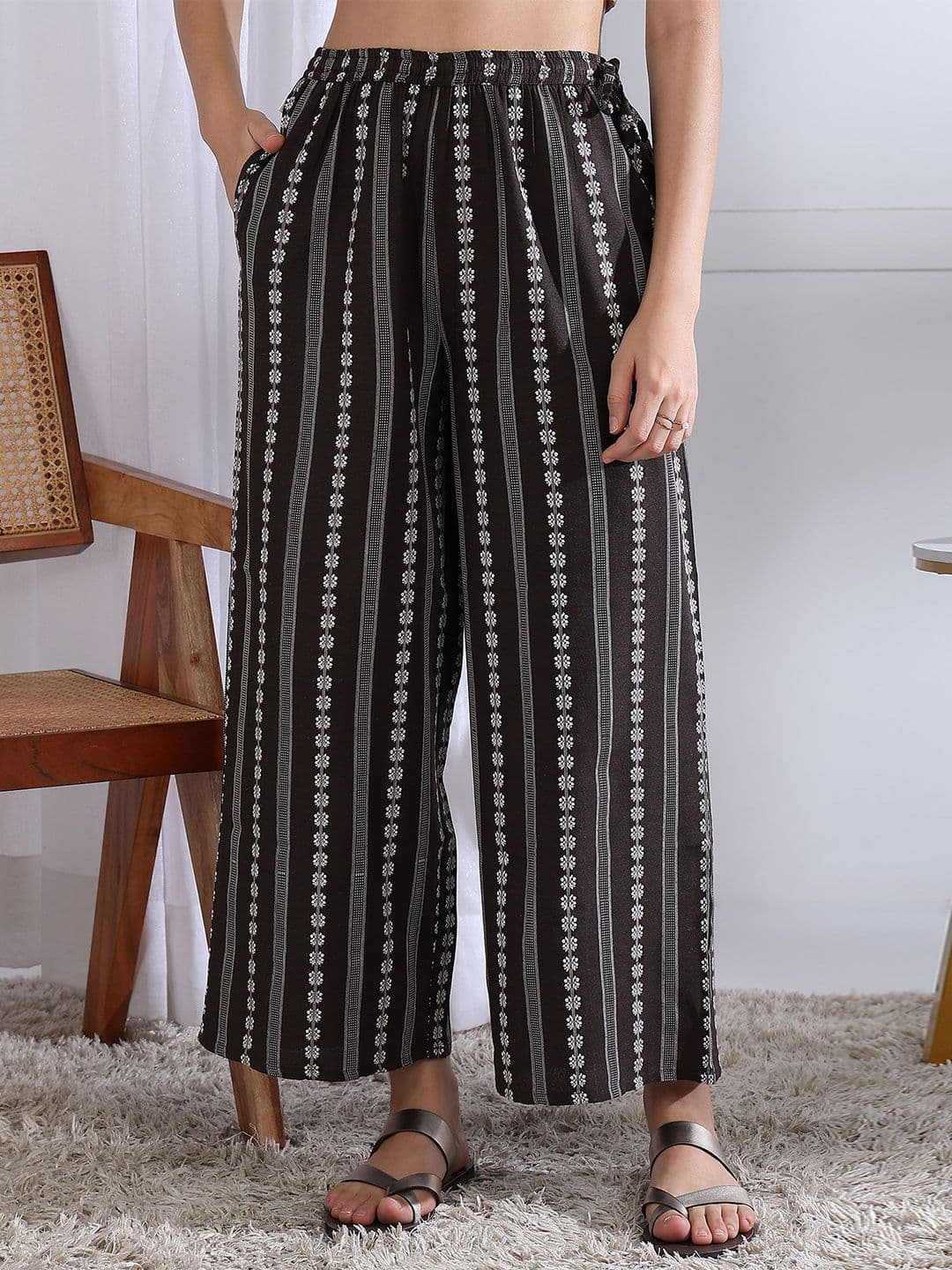 KANCHUK Women Embroidered Lace Cotton Palazzos - view 1