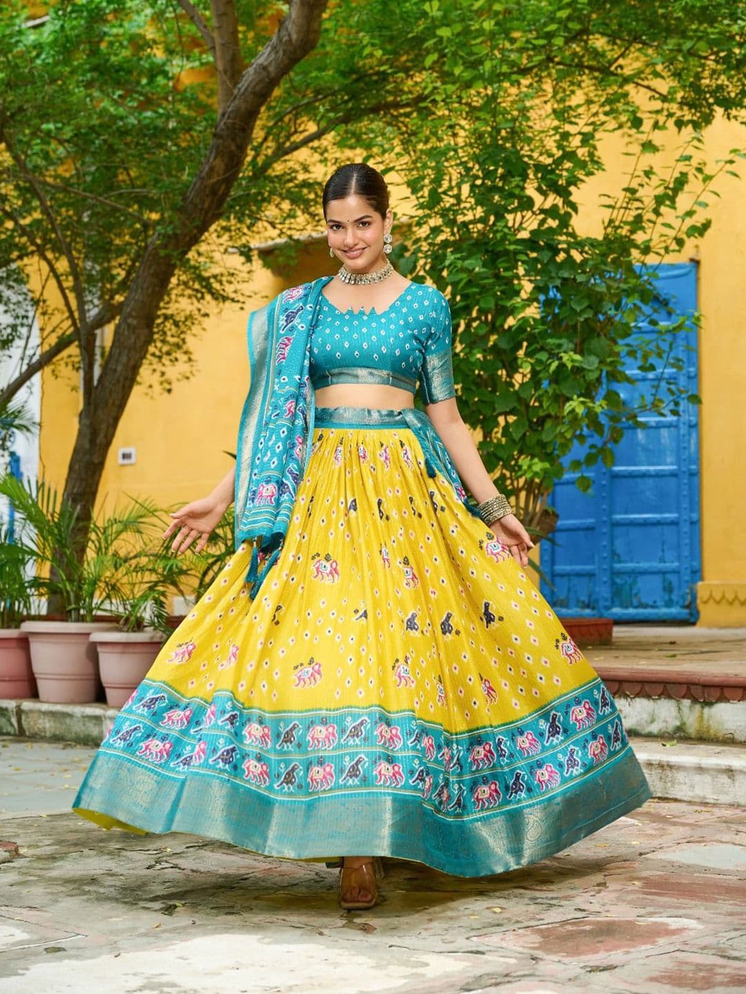 RUNAYA NX Ethnic Motifs Printed Semi-Stitched Lehenga With Unstitched Choli & Dupatta - view 1
