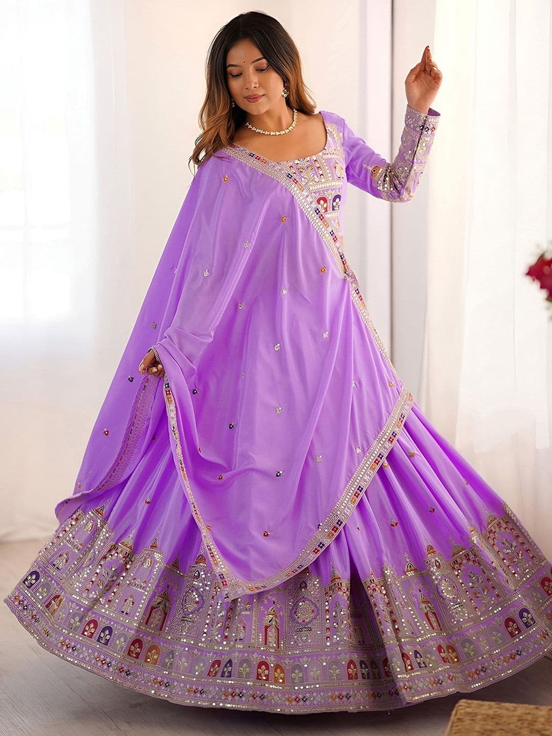 Zeel Clothing Embroidered Sequinned Semi-Stitched Lehenga & Unstitched Blouse With Dupatta - view 1