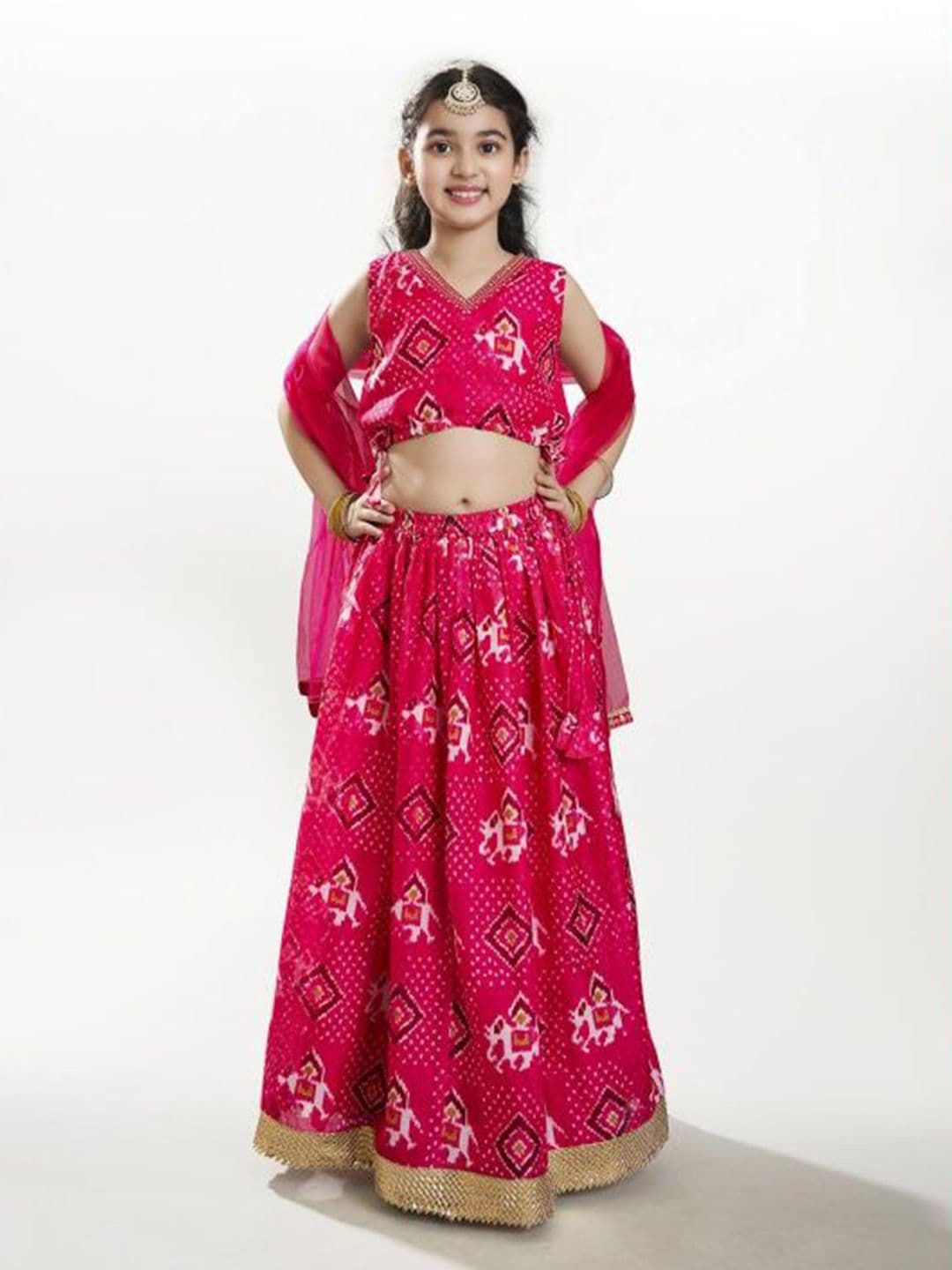 Bitiya by Bhama Girls Ethnic Embroidered Ready to Wear Lehenga & Blouse With Dupatta - view 1