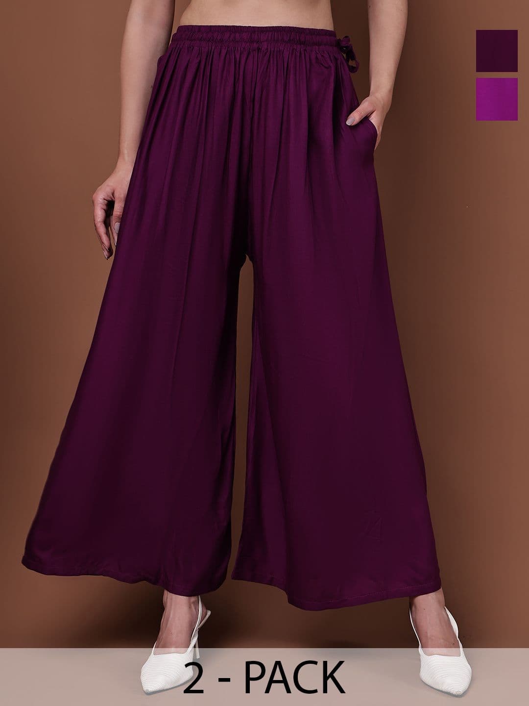 Valles365 by S.C. Women Pack Of 2 Flared Palazzos - view 1