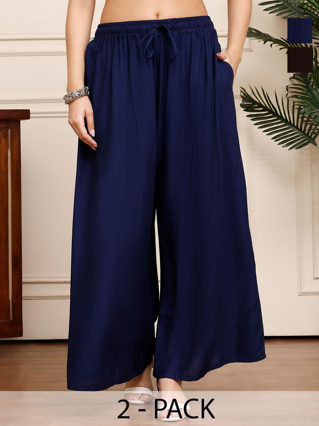Valles365 by S.C. Women Set of 2 Flared Plus Pocket Palazzo - view 1