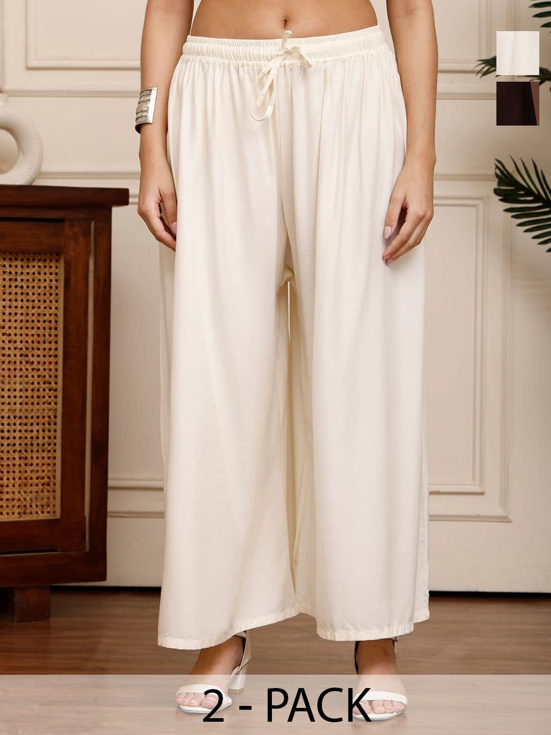 Valles365 by S.C. Women Pack of 2 Flared Palazzos - view 1