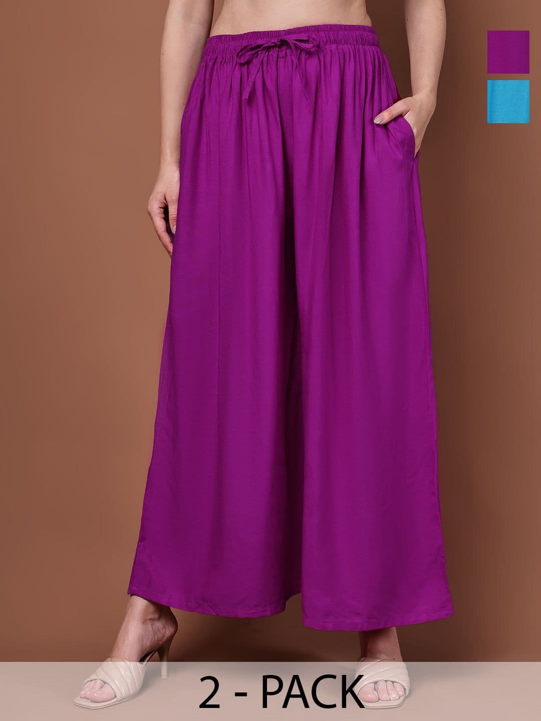 Valles365 by S.C. Women Pack of 2 Flared Palazzos - view 1