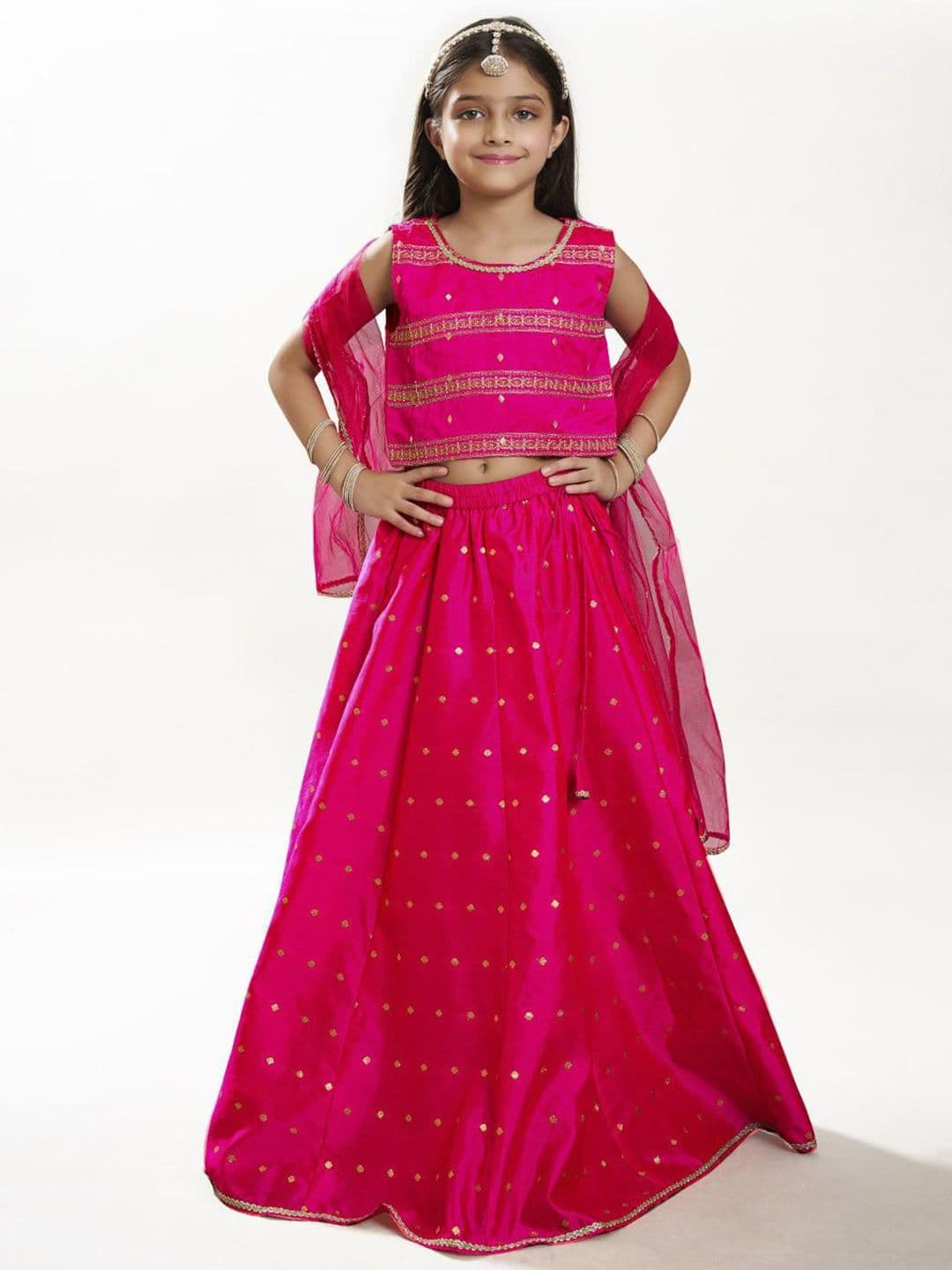 Bitiya by Bhama Girls Embroidered Ready to Wear Lehenga & Blouse With Dupatta - view 1