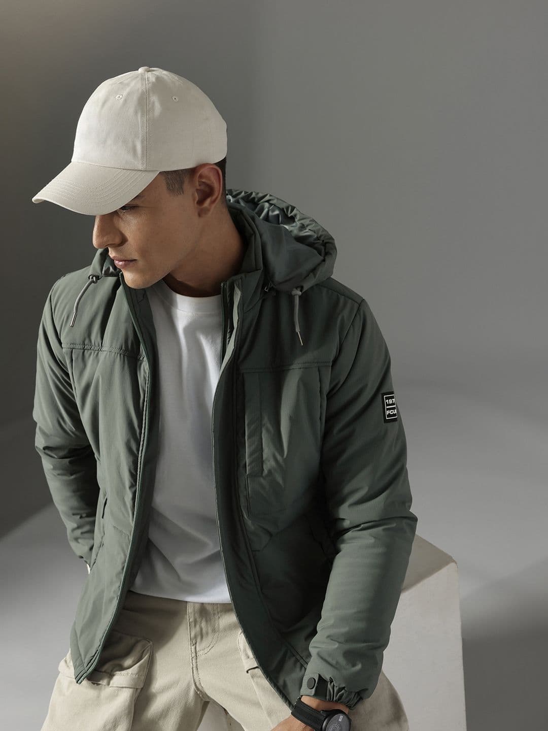 FCUK Hooded Striped Padded Jacket - view 1